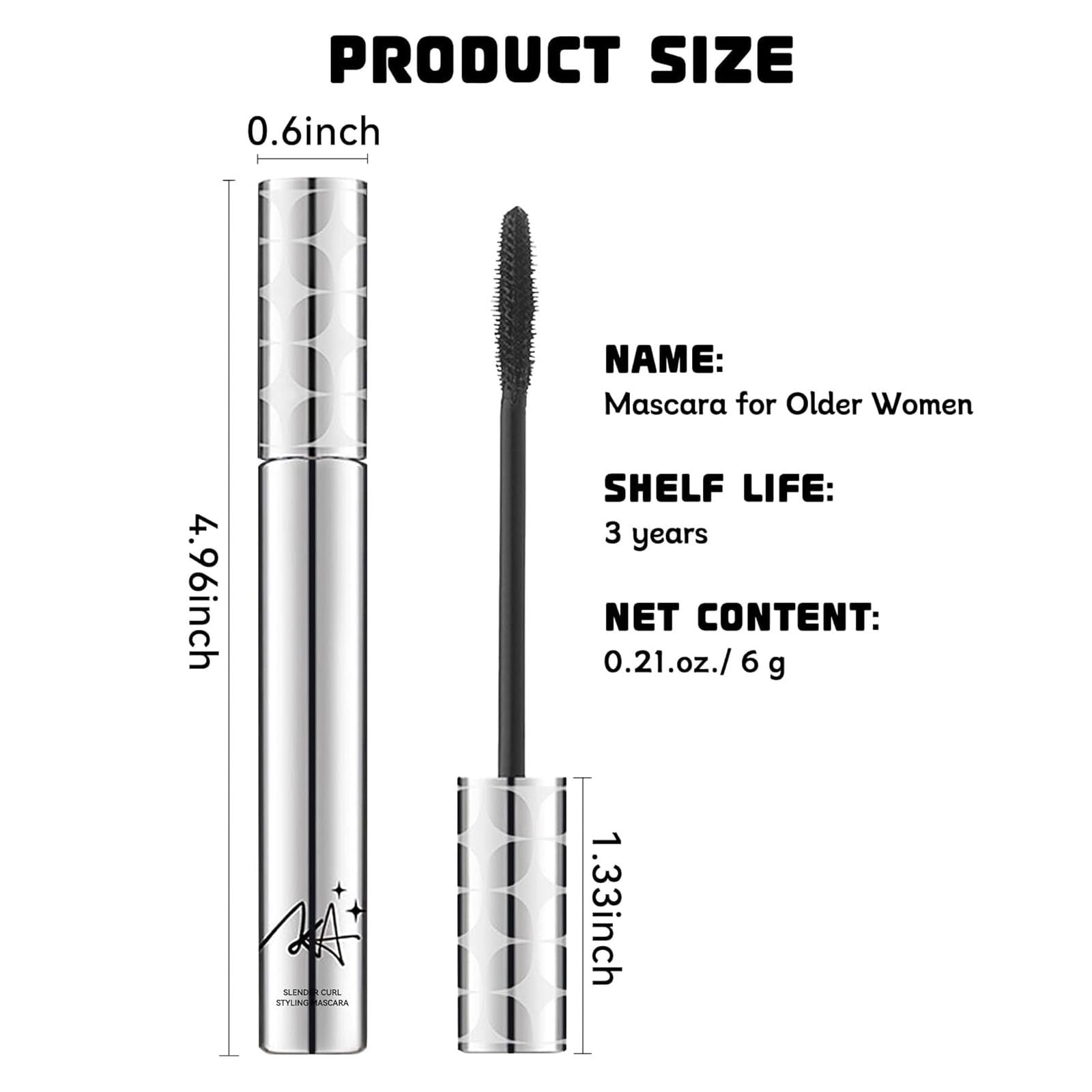 Black Mascara for Older Women Waterproof Volumising & Lengthening Mascara for Thinning,Ageing Lashes | Gentle on Sensitive Eyes-(2-Pack) Halalzen