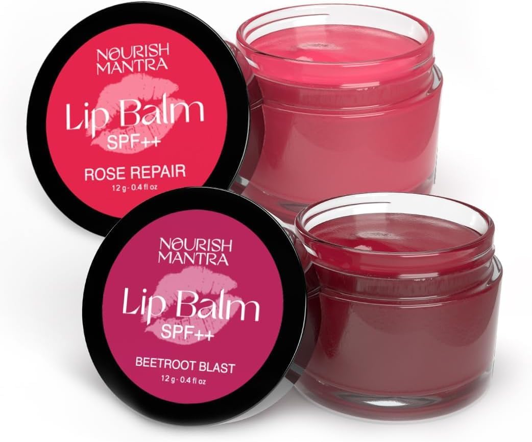 Nourish Mantra Rose Repair & Beetroot Blast Lip Balm with SPF | Made with Rose Extracts, Beetroot Extracts, Olive Oil, Shea Butter, Vitamin E |For Dry & Chapped Lips|12gms Halalzen