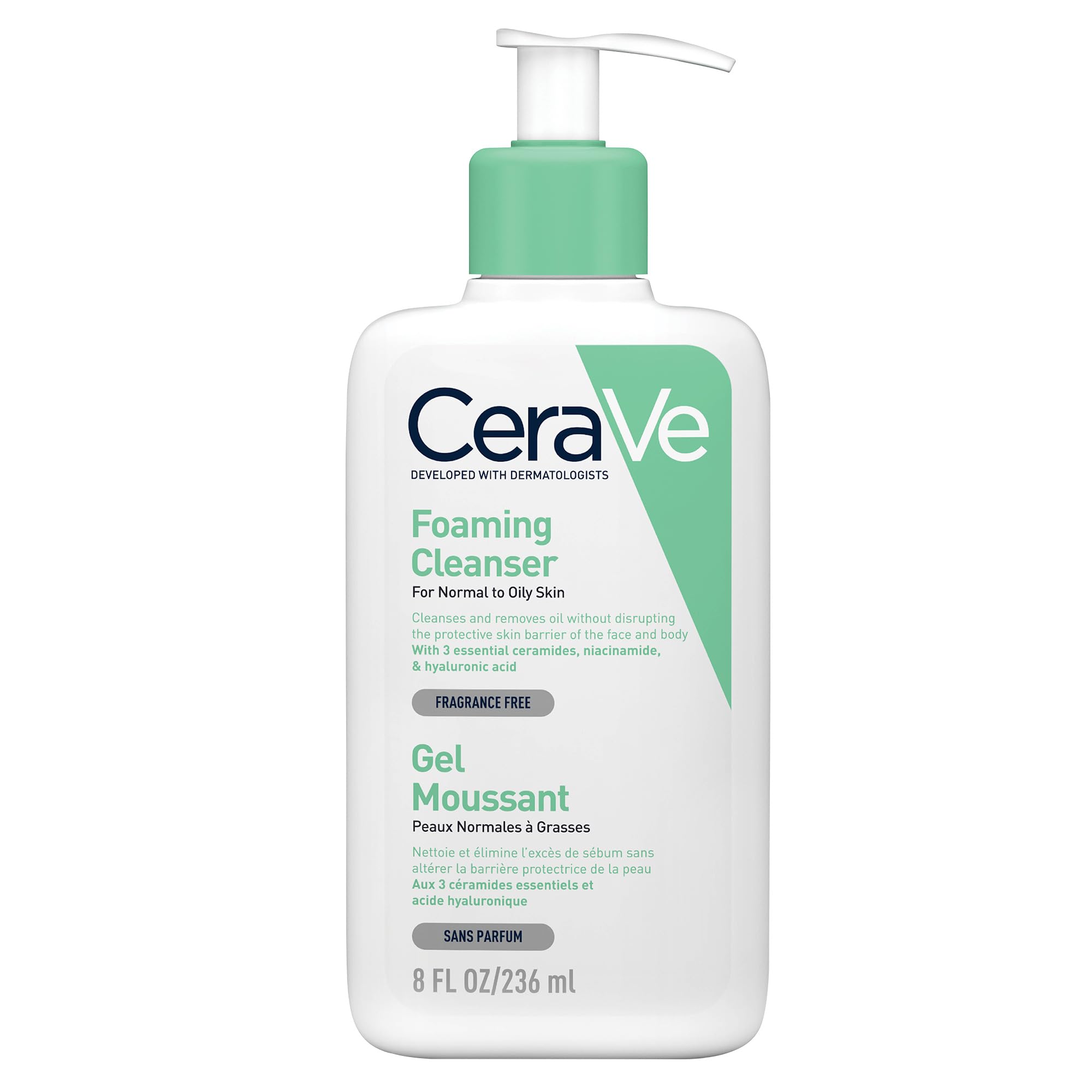 CeraVe Foaming Cleanser for Normal to Oily Skin with Niacinamide and 3 Essential Ceramides