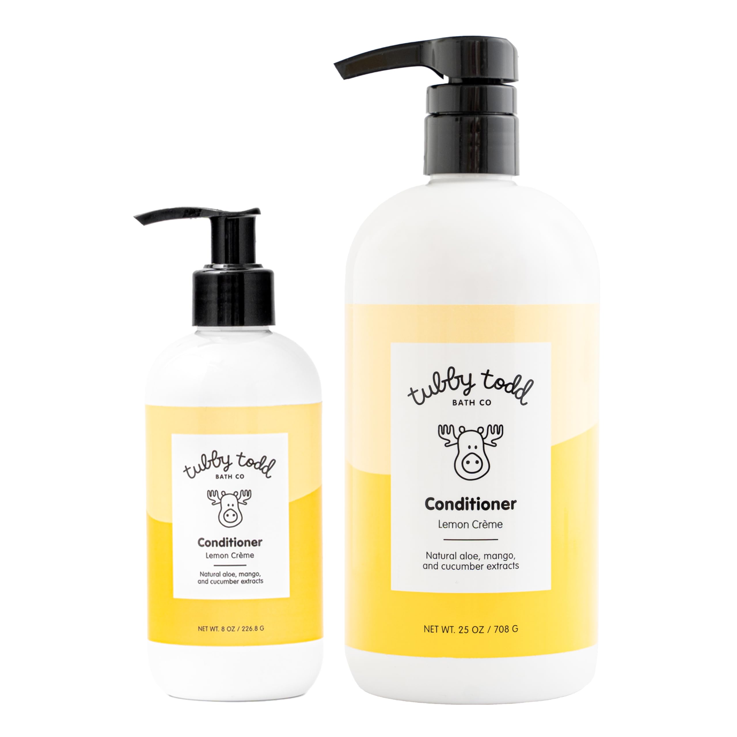 TUBBY TODD Hair Conditioner for Kids & Babies - Nourishing Frizz Control & Detangler - Lightweight, Sweet-Scented Formula - 2 Pack, 25 fl oz & 8 fl oz - Lemon Crème Halalzen