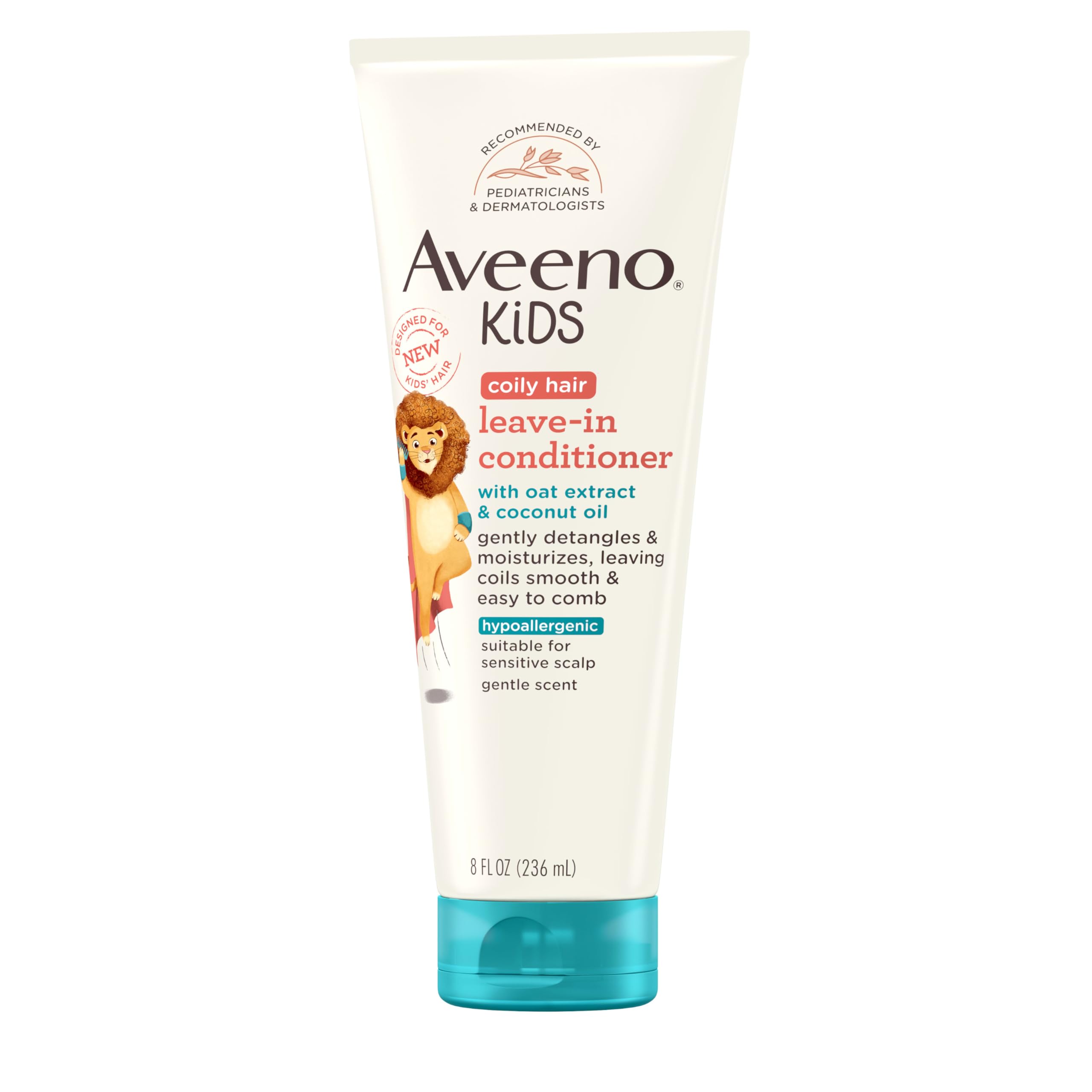 Aveeno Kids Coily Hair Leave-In Conditioner, Toddler Leave-In Conditioner for Sensitive Scalps Gently Detangles & Moisturizes Leaving Natural Curls & Coils Smooth, Hypoallergenic, 8 fl. oz Halalzen