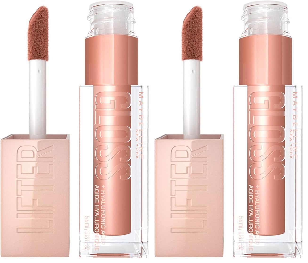 Maybelline Lifter Gloss, Hydrating Lip Gloss with Hyaluronic Acid, 002 Ice (Light Pink), Creates Fuller-Looking, Shiny, Moisturised and Plumped Lips. Non-sticky Halalzen