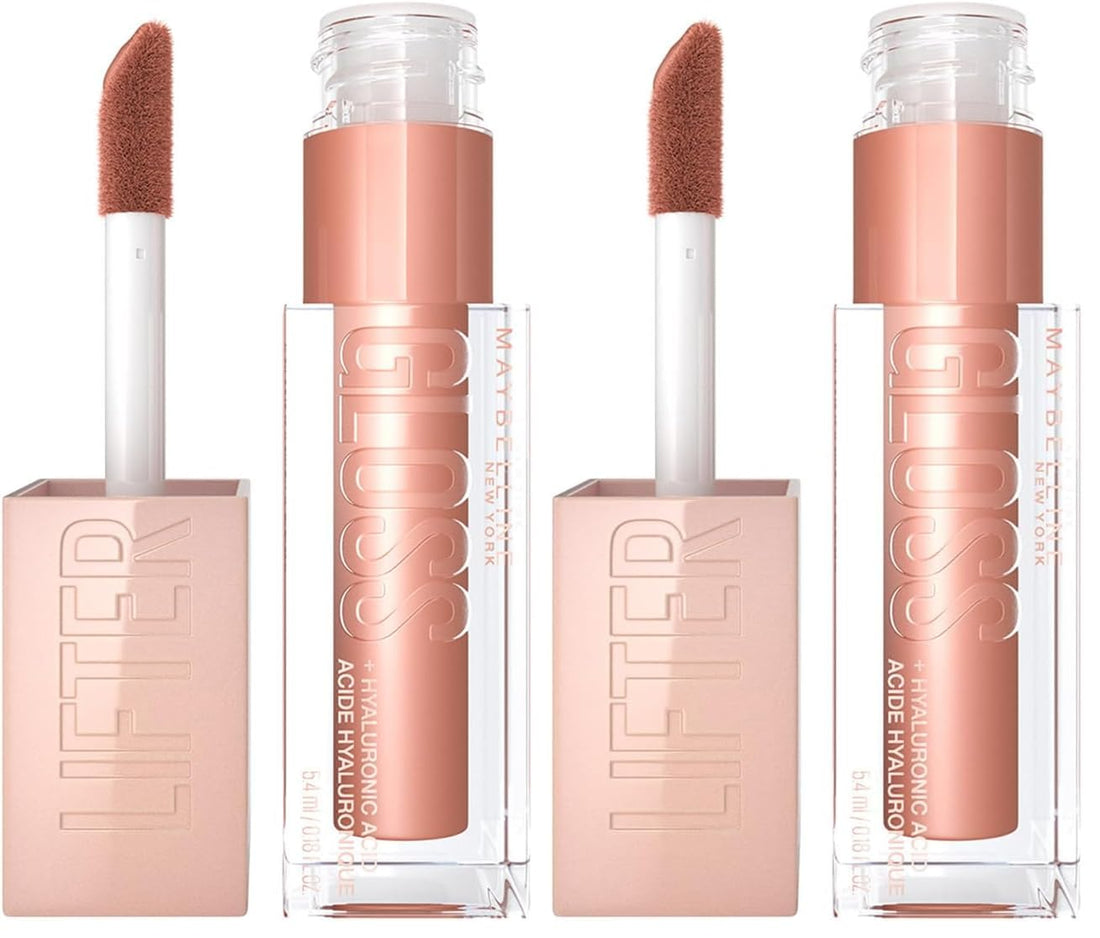 Maybelline Lifter Gloss, Hydrating Lip Gloss with Hyaluronic Acid, 002 Ice (Light Pink), Creates Fuller-Looking, Shiny, Moisturised and Plumped Lips. Non-sticky Halalzen