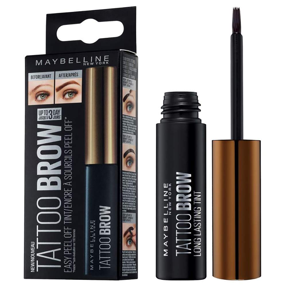 Maybelline New York Tattoo Brow Peel Off Eyebrow Gel Tint, Semi-Permanent Colour, Waterproof, Lasts up to 3 Days, Colour: Dark Brown