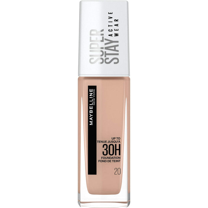 Maybelline New York Super Stay Active Wear, waterproof foundation with high coverage, long-lasting facial make-up for light skin types, colour: No. 10 Ivory (Light), 1 x 30 ml Halalzen