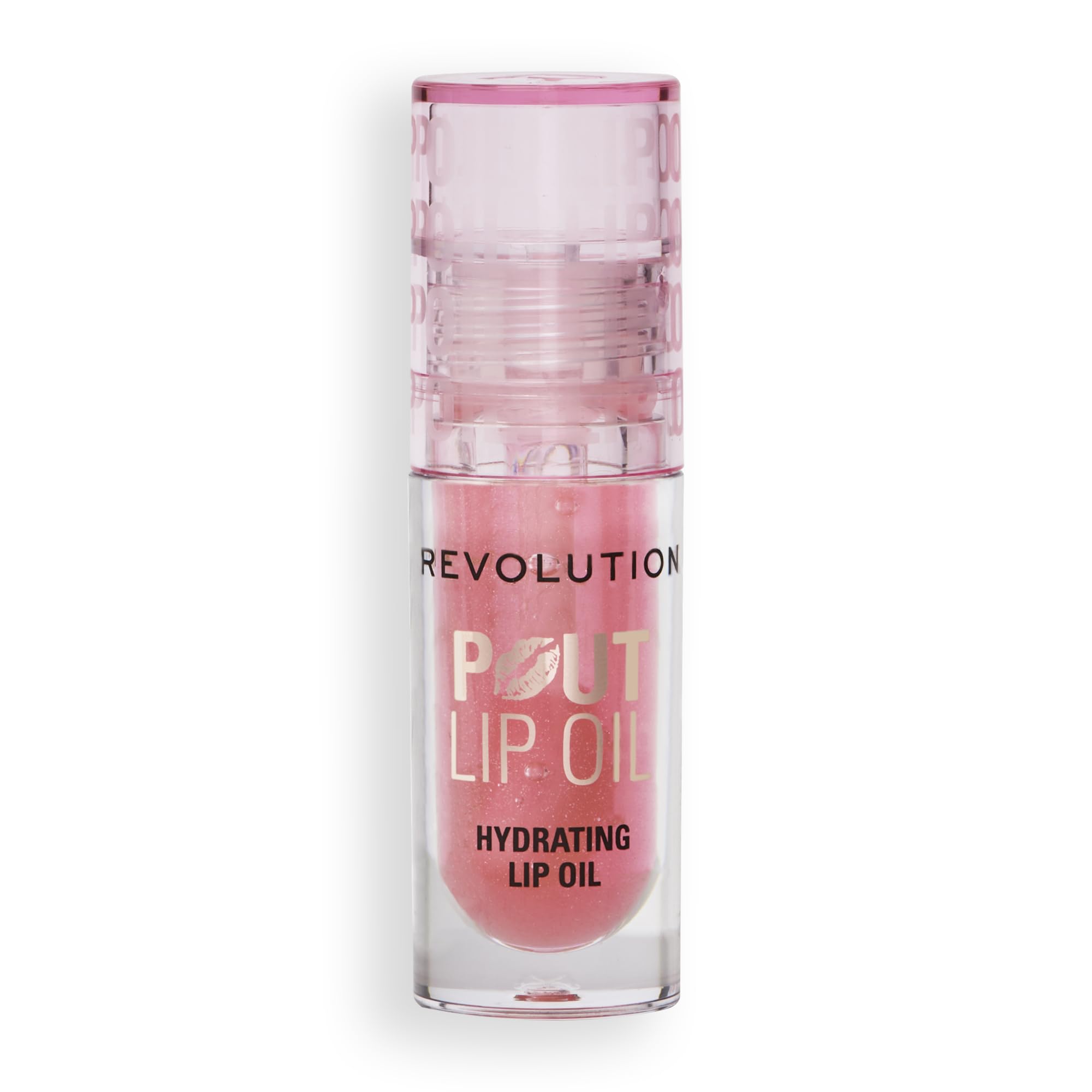Revolution, Pout Lip Oil, Nourishing Tinted Lip Oil, High Shine, Non-Sticky Finish, Vegan & Cruelty-Free, Glam Pink Shimmer, 4ml