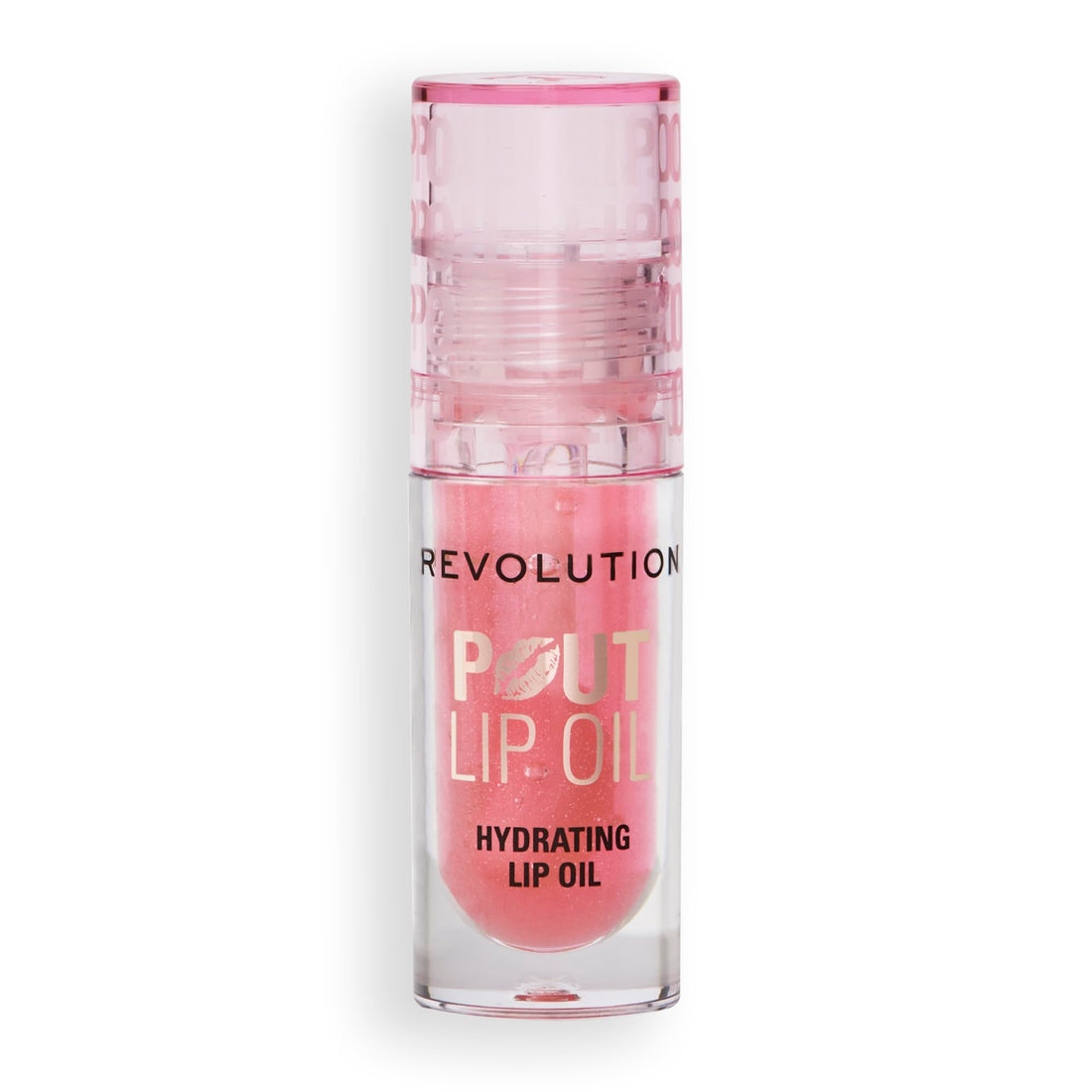 Revolution, Pout Lip Oil, Nourishing Tinted Lip Oil, High Shine, Non-Sticky Finish, Vegan & Cruelty-Free, Glam Pink Shimmer, 4ml