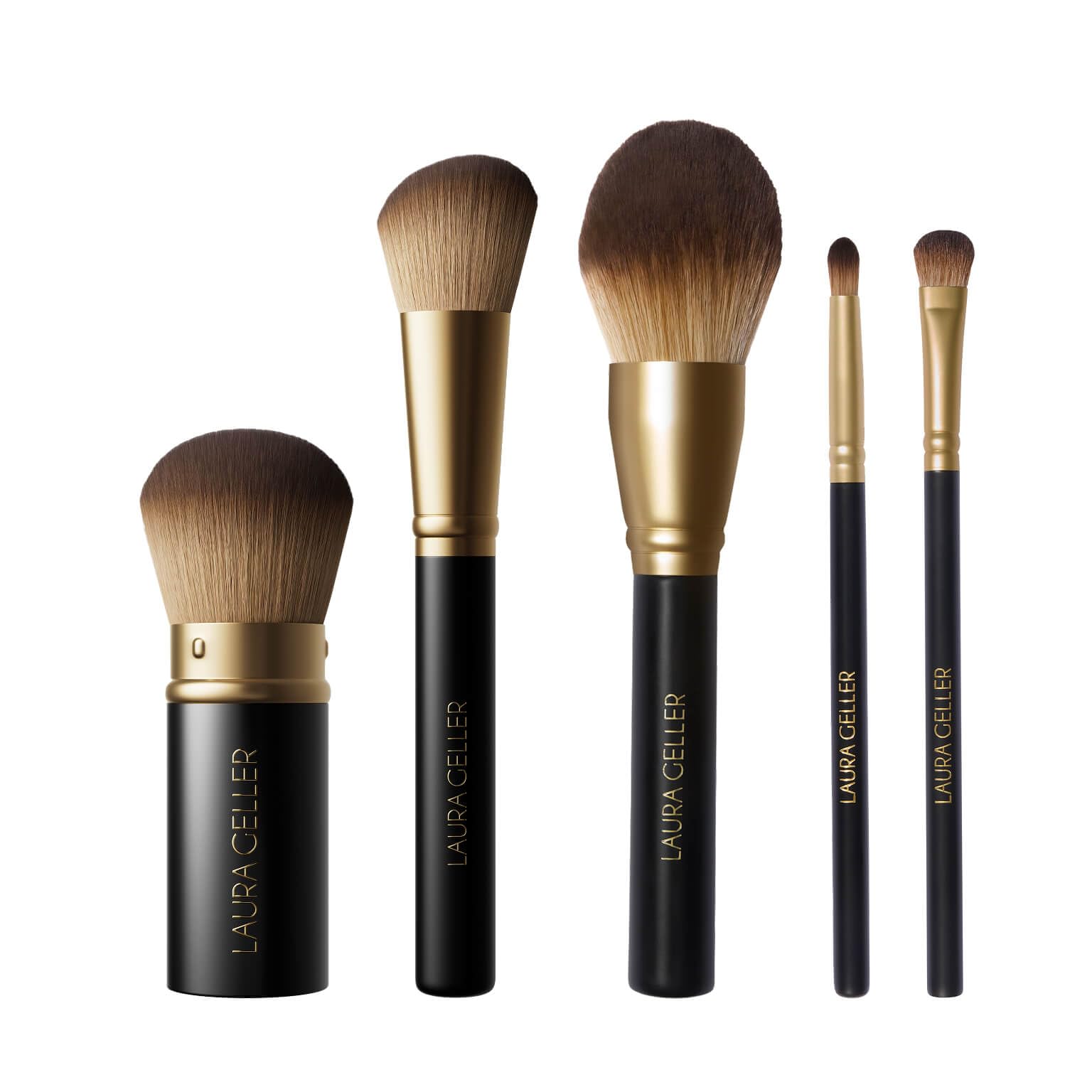 LAURA GELLER NEW YORK Retractable Black Kabuki Brush for Liquid, Cream and Powder Face Makeup With Aluminum Handle Halalzen