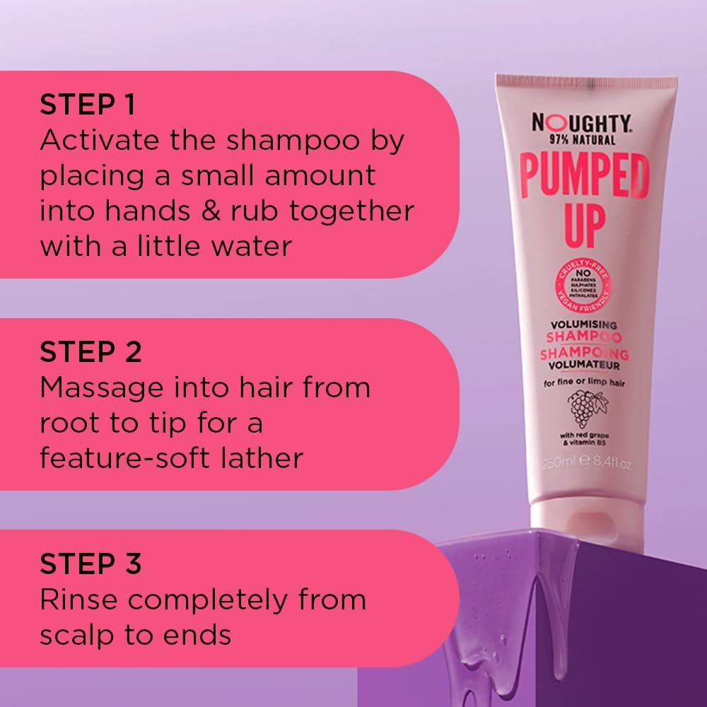 Noughty Pumped Up Volumising Bundle – Shampoo, Conditioner & Microfibre Towel for Lightweight Lift, Fullness & Reduced Breakage Halalzen