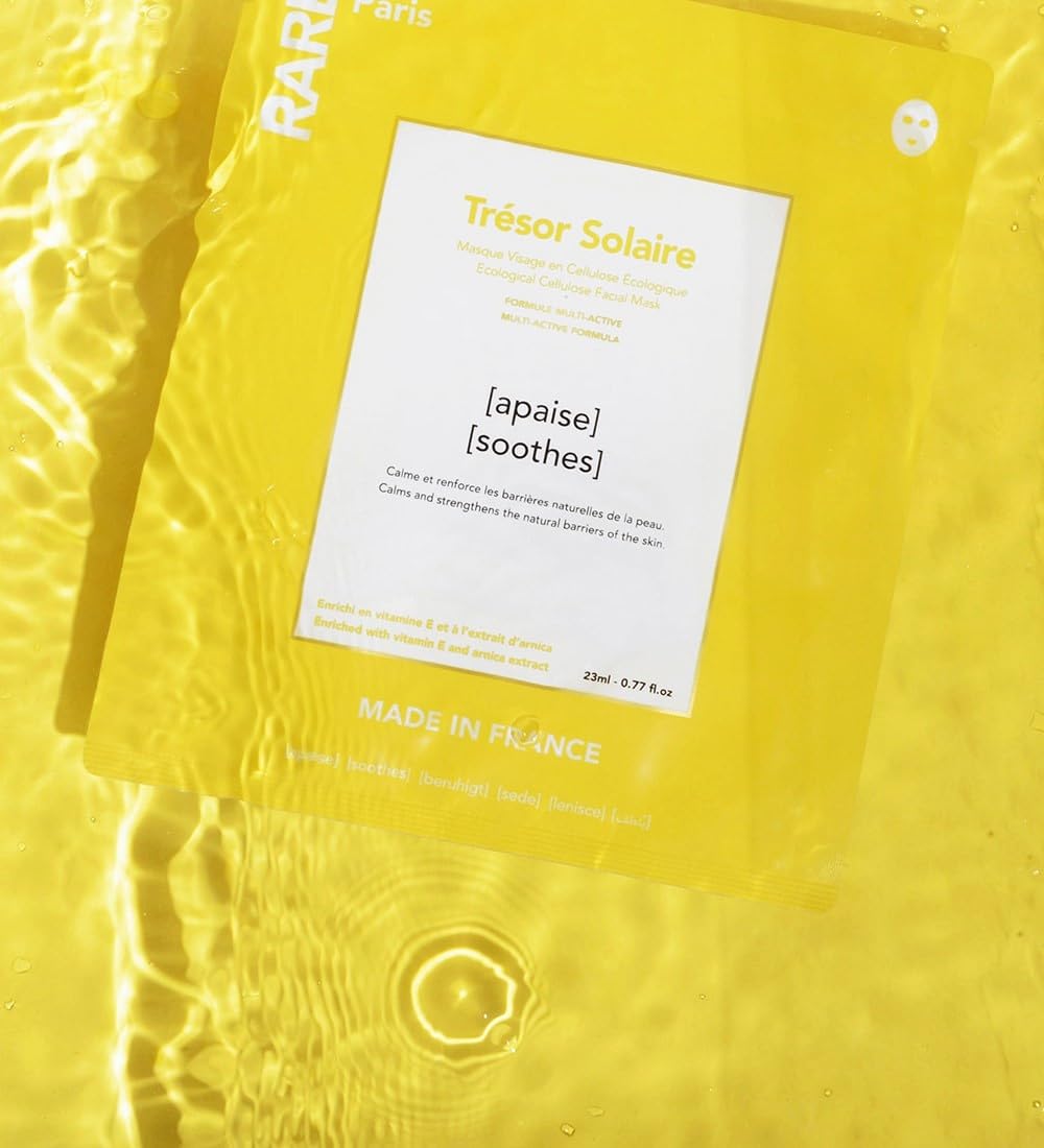 RARE Paris - Carbone Glacé - Purifying Carbon Black Facial Sheet Mask - Cleanses & Tightens - With Hamamelis & Mallow - Purifying, Firming & Revitalizing - Multi-Active Serum Formula - 1 Pack Halalzen