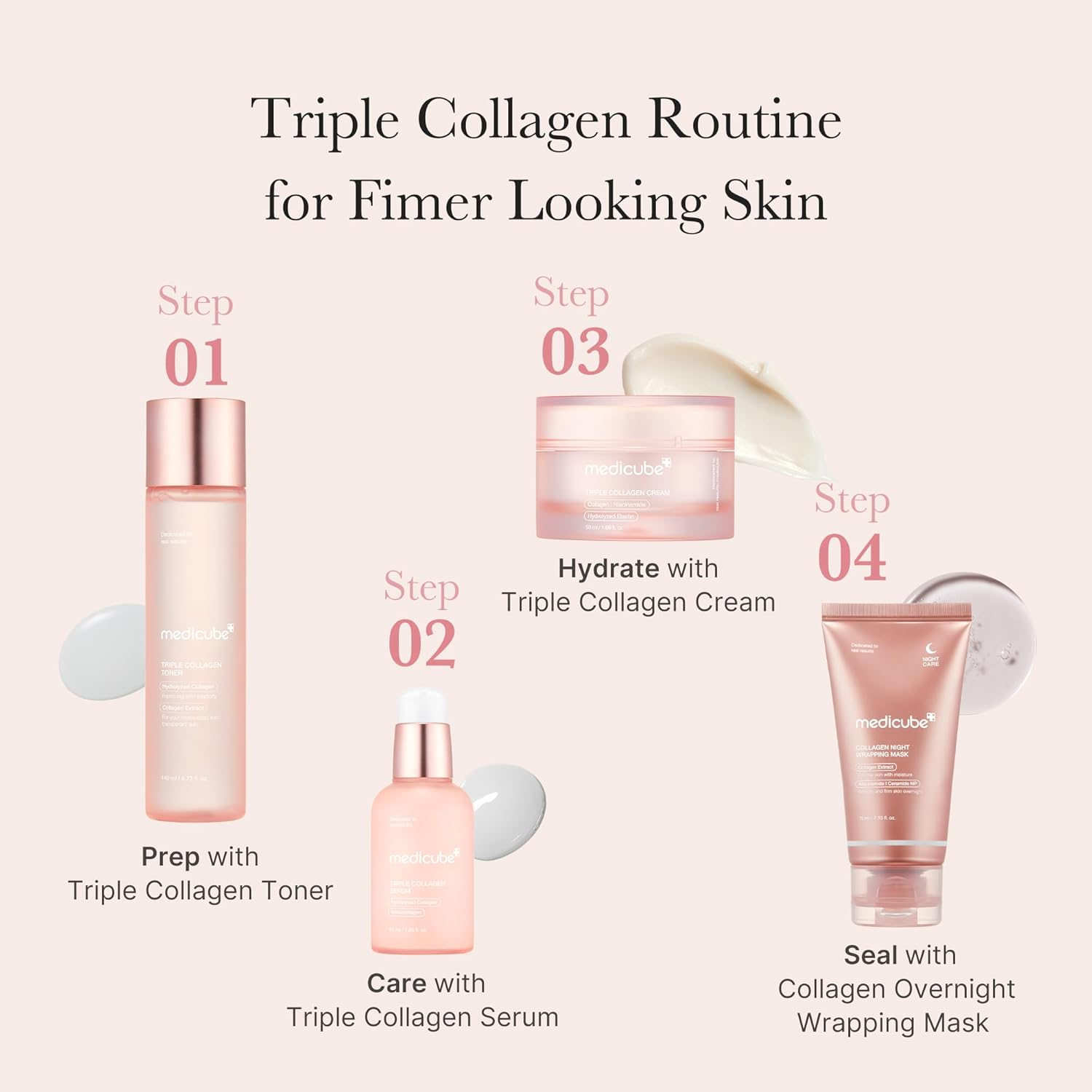 medicube Triple Collagen Serum 55ml - Nourish dull skin with Triple Collagen Complex - A lightweight serum with Niacinamide and Hyaluronic Acid - Korean Skincare Halalzen