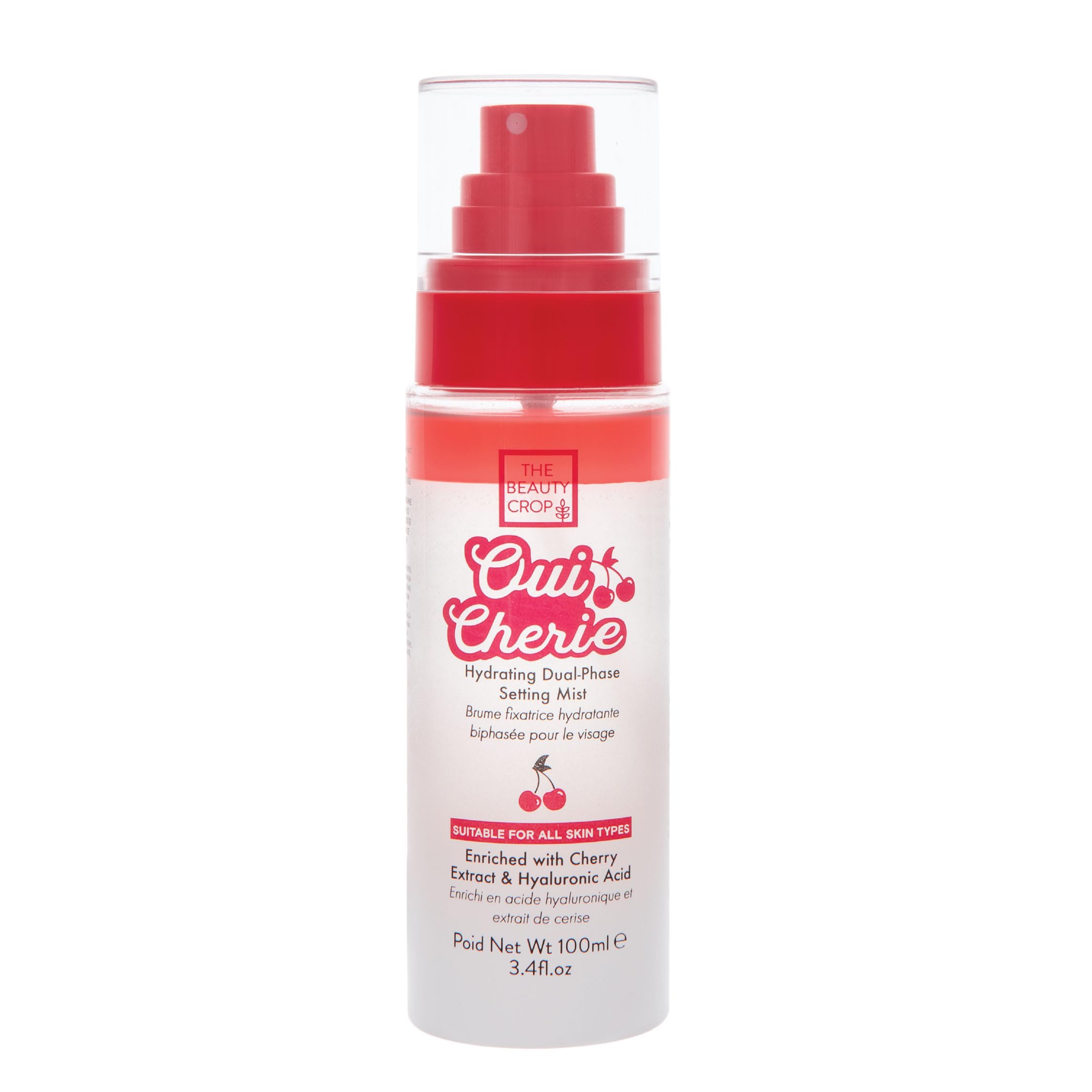 The Beauty Crop Oui Cherie Mist - Hydrating Dual-Phase Setting Spray with Cherry Extract and Hyaluronic Acid, Vegan Friendly - 100 ml Halalzen