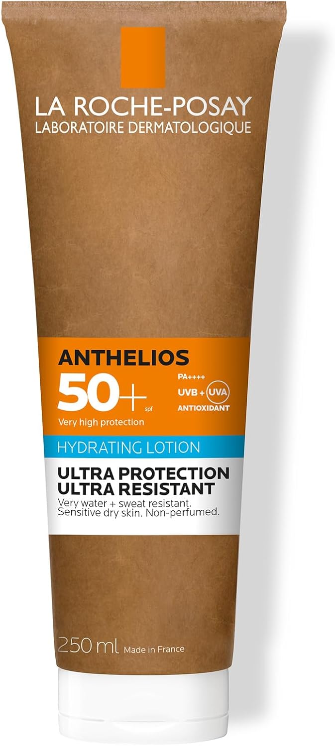 La Roche-Posay Anthelios Hydrating Body Lotion SPF50+, Broad-Spectrum Sunscreen, UVB and UVA Protection, Lightweight Non-Greasy Formula, Suitable for Sensitive Dry skin, 250ml
