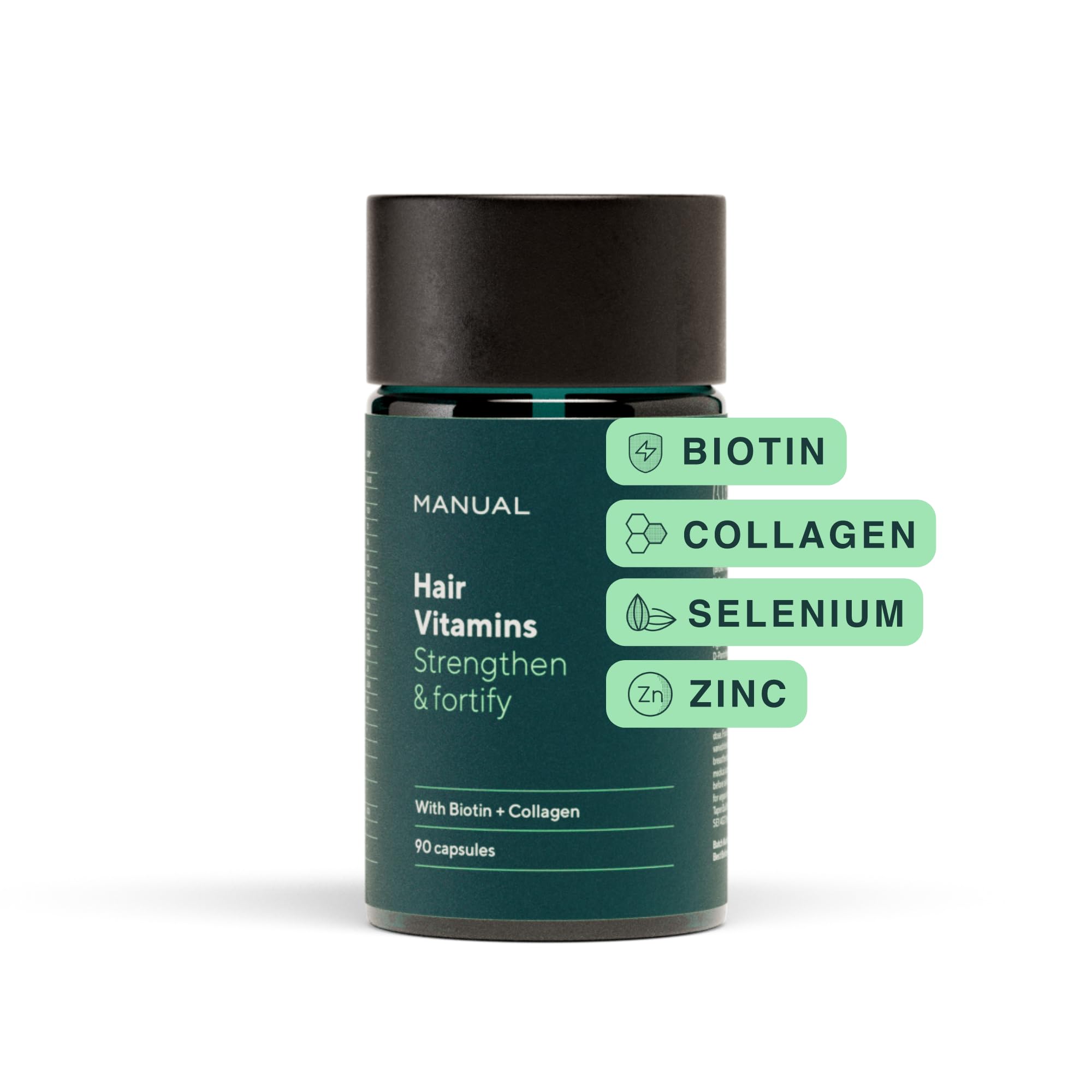 Manual Biotin & Collagen Hair Growth Vitamins (30 Capsules) – Supports Thicker, Healthier Hair – with Essential Nutrients for Hair Loss & Thinning – Take 1 Daily – 1 Month Supply
