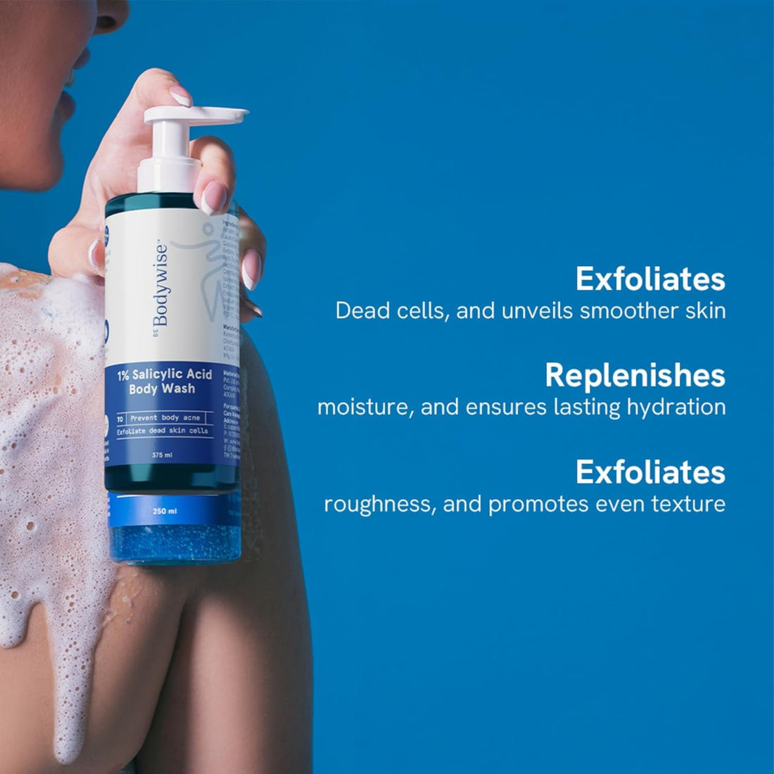 Be Bodywise 1% Salicylic Acid Exfoliating Body Wash Shower Gel 250ml | Prevents Body Acne, Bumpy skin & Deep cleanses | Suitable for All Skin Types.