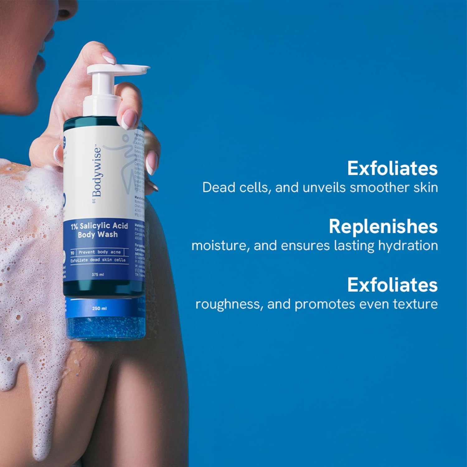 Be Bodywise 1% Salicylic Acid Exfoliating Body Wash Shower Gel 250ml | Prevents Body Acne, Bumpy skin & Deep cleanses | Suitable for All Skin Types.