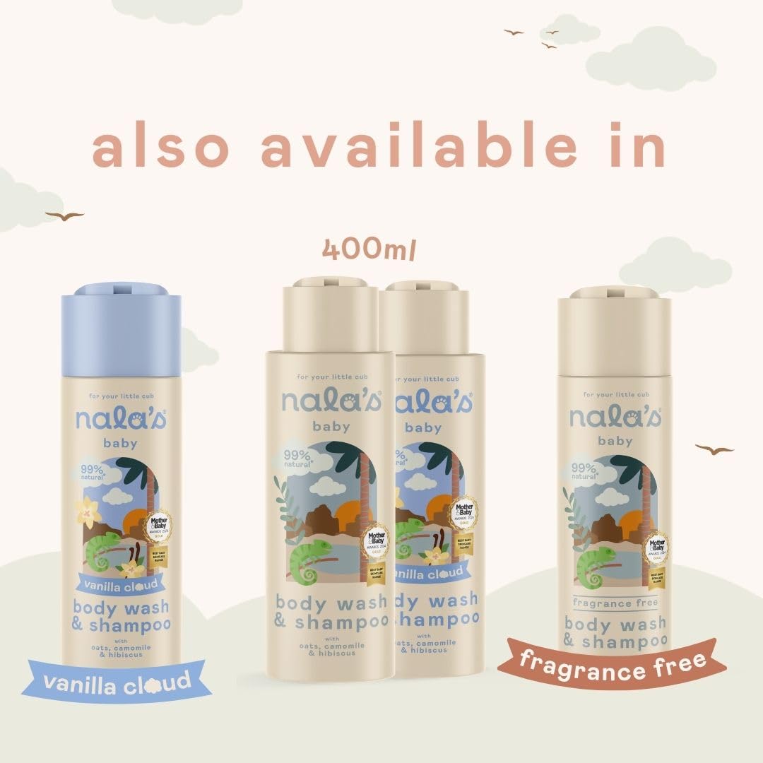 Nala's Baby Body Wash & Shampoo Fragrance-Free | 99% Natural | Dermatologically-tested and Paediatrician-approved | Tear-Free | Soothing Oat | Vegan | 200ml | Nalas Baby