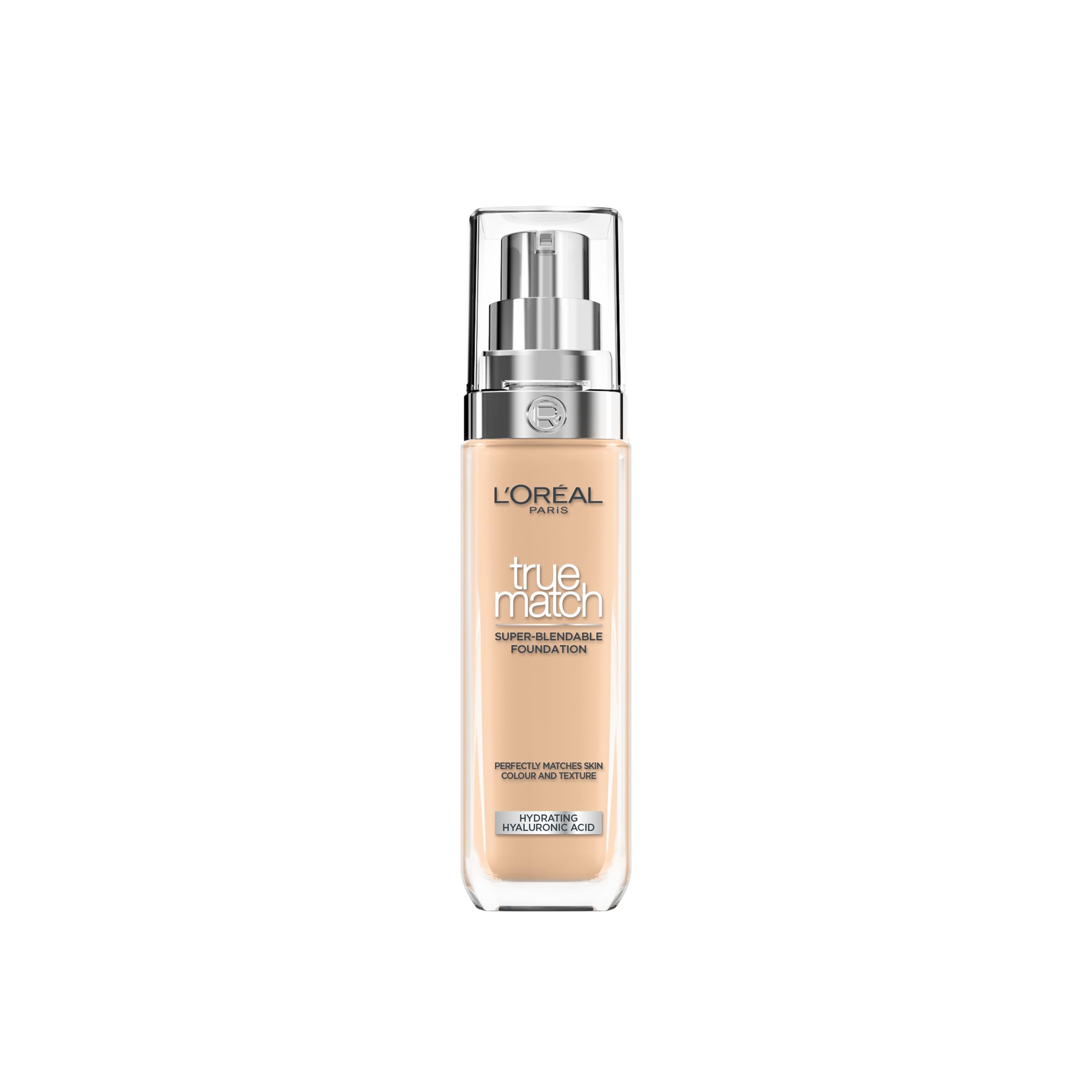 L'Oréal Paris Foundation for Face, Skincare Infused with Hyaluronic Acid, True Match Hydrating Liquid Foundation for All Skin Tones, SPF 16, 1N Ivory, 30 ml Halalzen
