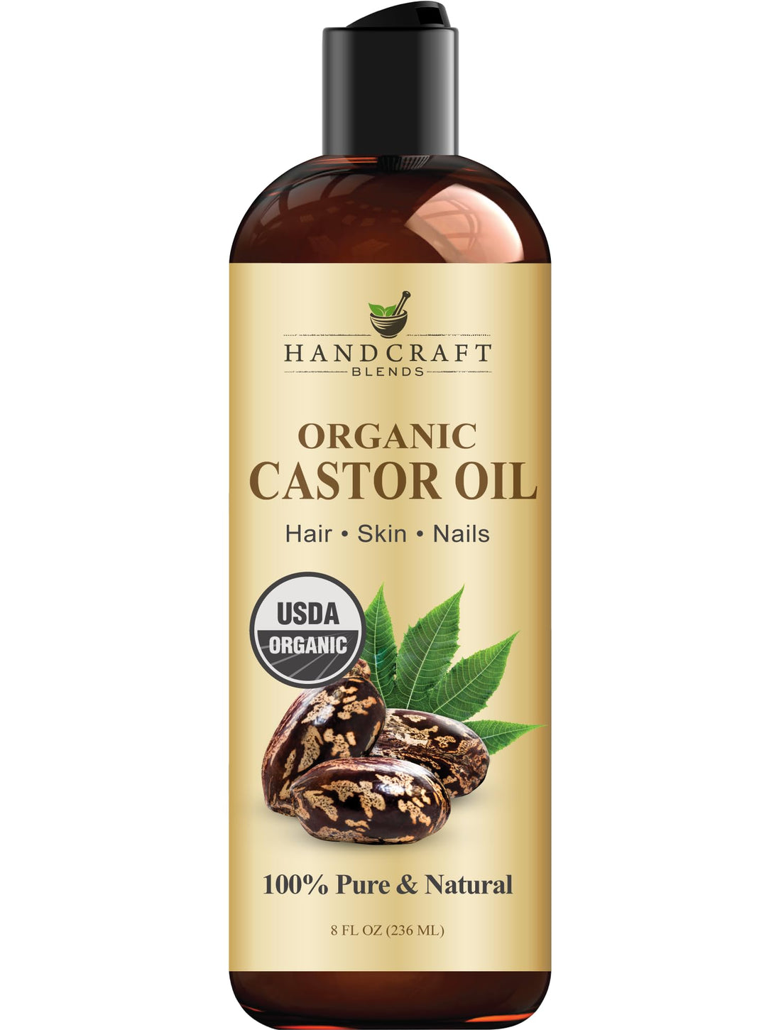 Handcraft Blends Huile de Ricin et Huile de Romarin 236 ml | 100% Pure et Naturelle | Huile Support de Qualité Supérieure | Cheveux, Cils et Sourcils | Cheveux et Corps