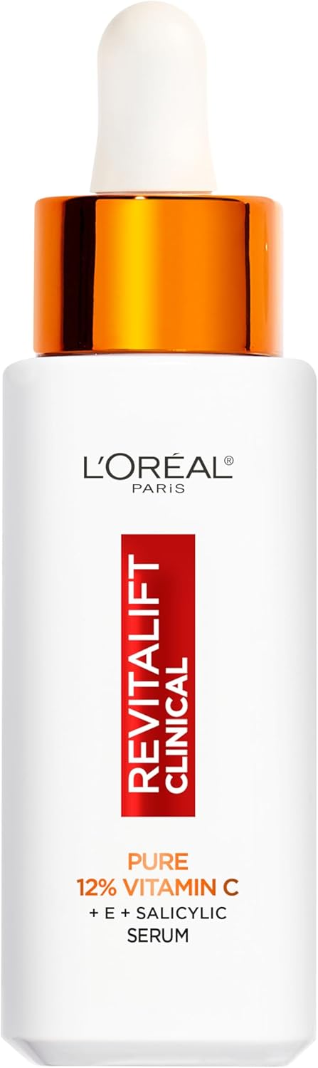 L'Oréal Paris Vitamin C Serum For Face, Revitalift Clinical 12% Pure Vitamin C Brightening Serum for Brighter & Smoother Skin, Antioxidant Protection with Salicylic Acid & Hyaluronic Acid, 30ml