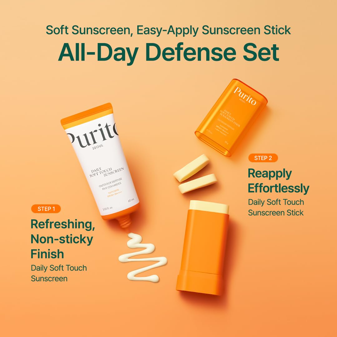PURITO SEOUL Daily Soft Touch Sunscreen, 60ml, SPF50+ PA++++, Ceramides, Non White Cast, Water-Resistant UVA & UVB Protection, K-Beauty
