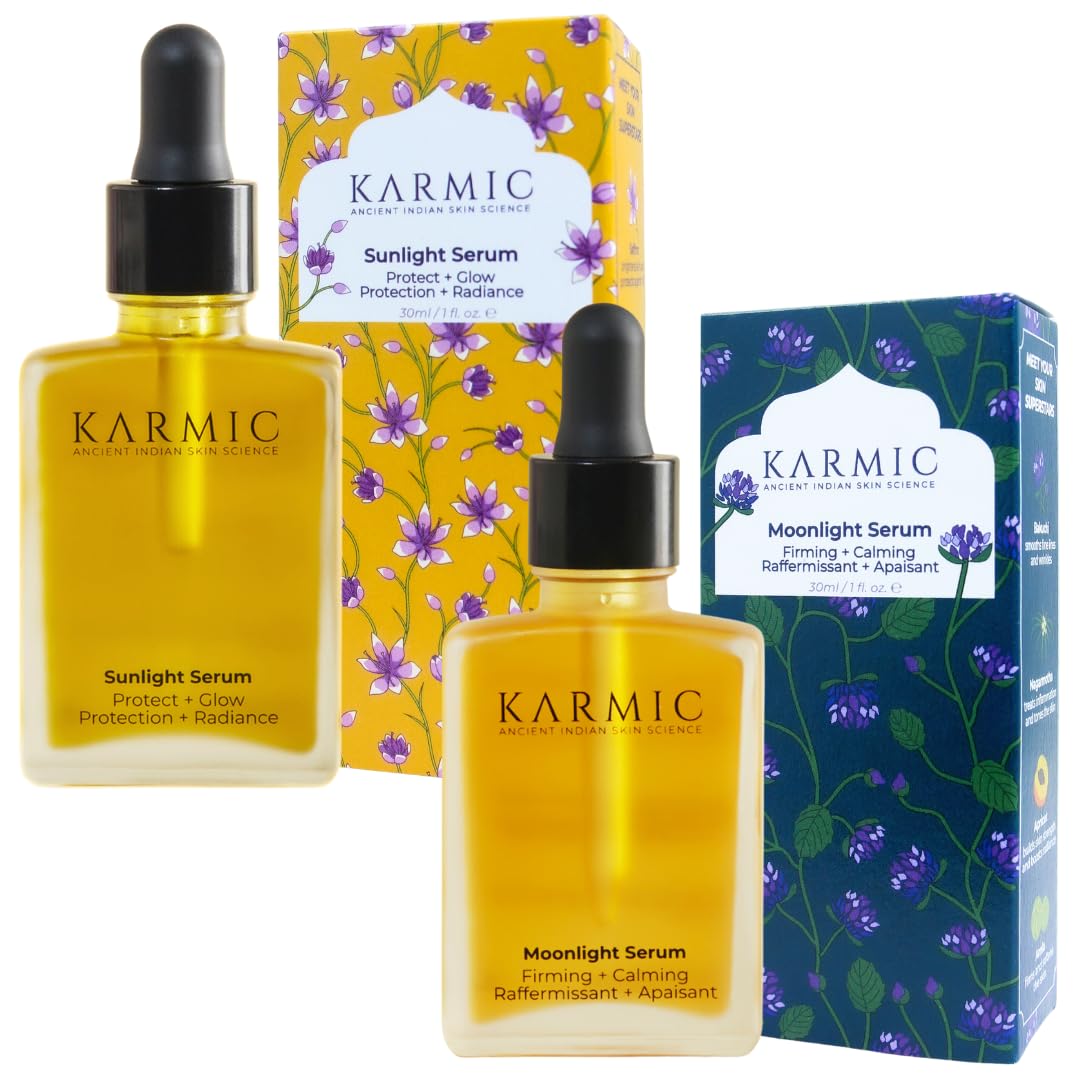Karmic Skin Brightening Vitamin C Face Serum: With Saffron & Vit. E | Hydrate & Reveal Bright Glowing Skin | Correct Dark Spots | Treat Hyperpigmentation | Organic Facial Oil Skin Care | Women & Men