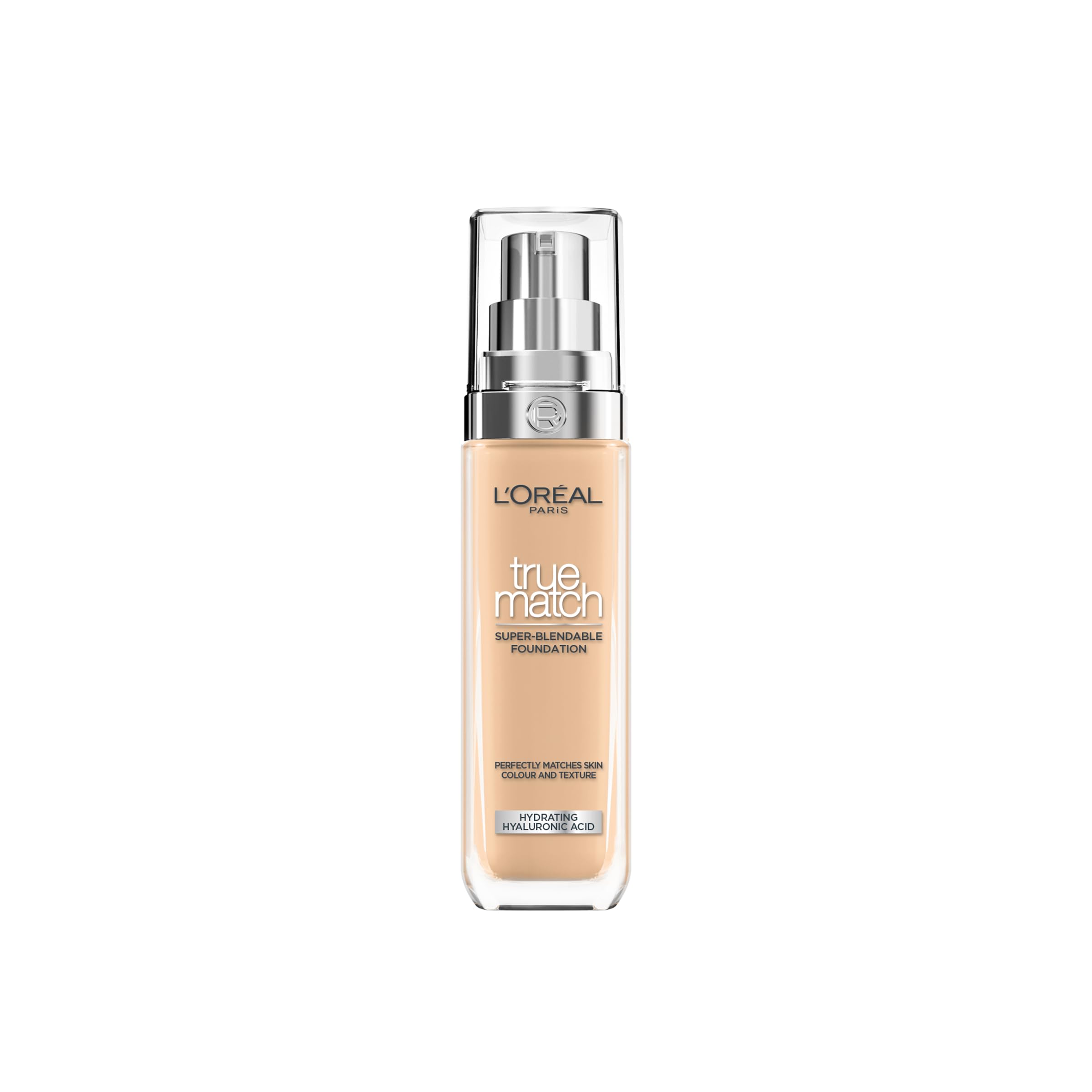 L'Oréal Paris Foundation for Face, Skincare Infused with Hyaluronic Acid, True Match Hydrating Liquid Foundation for All Skin Tones, SPF 16, 1N Ivory, 30 ml Halalzen