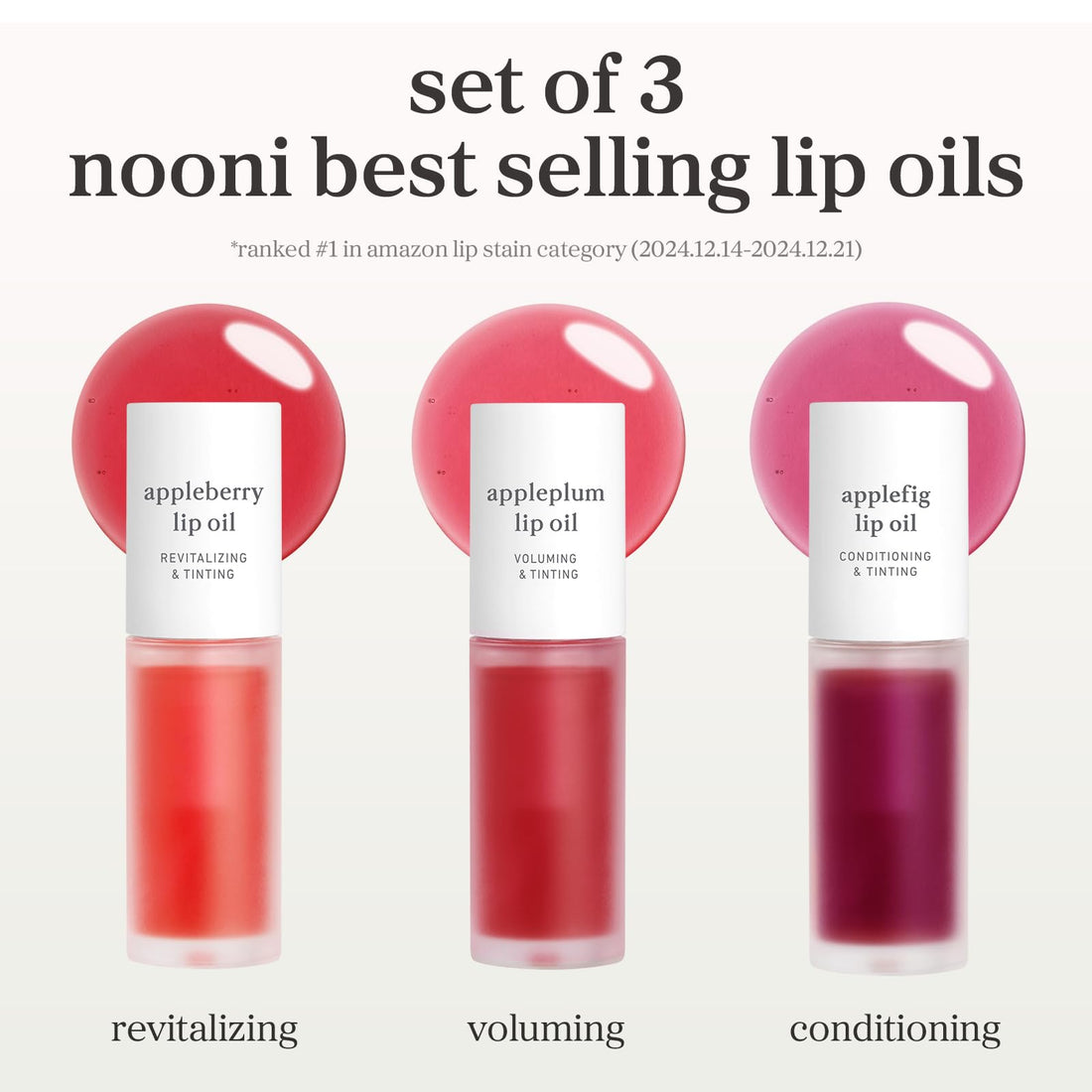 NOONI Korean Lip Oil - Applepeony | Long-Lasting, Moisturizing, Plumping, Revitalizing for Dry Lips, Waterproof, No Peel Off, Hydrating Lip Stain, Stocking Stuffers, Cute Stuff, 0.12 FL Oz Halalzen