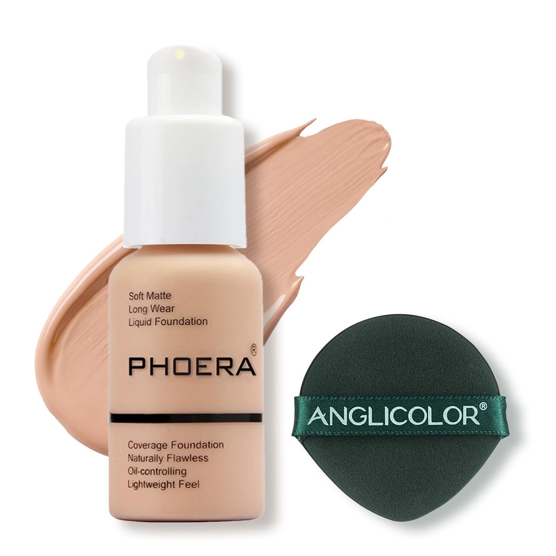 Aquapurity Phoera® Full Coverage Foundation Soft Matte Oil Control Concealer 30ml Long Lasting Flawless Cream Smooth (102 NUDE) Halalzen