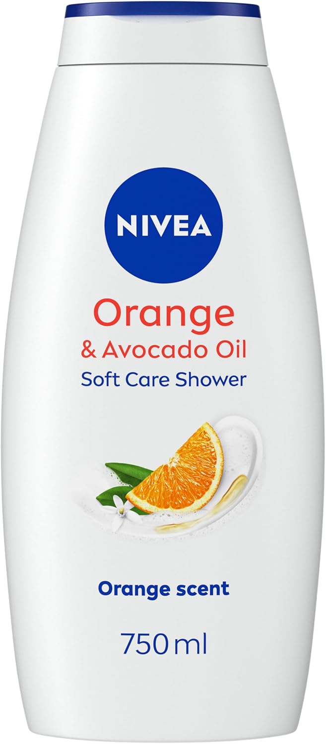 NIVEA Orange & Avocado Shower Cream (750ml), Moisturising Shower Gel with Avocado Oil, Luxurious Body Wash for Women with Vitamin C, E