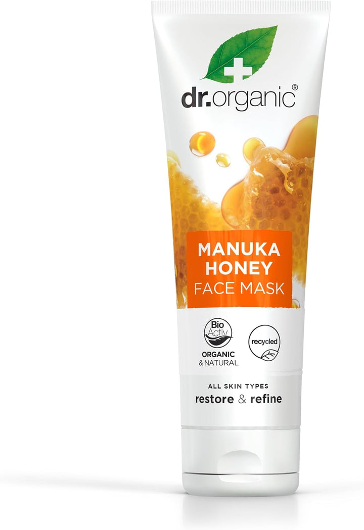 Dr Organic Manuka Honey Face Mask, Nourising, Dry Skin, Mens, Womens, Natural, Vegetarian, Cruelty-Free, Paraben & SLS-Free, Recycled & Recyclable, Organic, 125ml, Packaging May Vary Halalzen