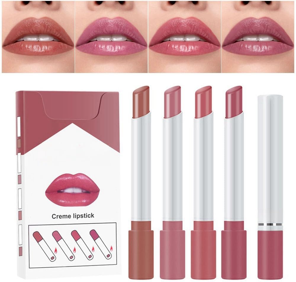 4pcs Plumping Lipstick Set,Plumping Lip Gloss Set,Tinted Lip Balm,Lip Gloss Set,Nude Lipstick Sets for Women,Lipstick Long Lasting,Waterproof Lip Stick Set,High Pigmented Lip Balm,Makeup Sets Halalzen