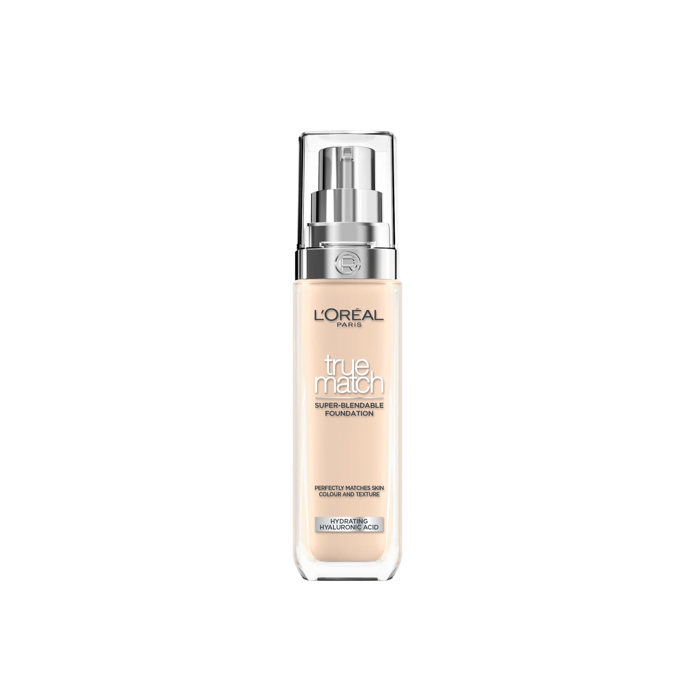 L'Oréal Paris Foundation for Face, Skincare Infused with Hyaluronic Acid, True Match Hydrating Liquid Foundation for All Skin Tones, SPF 16, 1N Ivory, 30 ml Halalzen