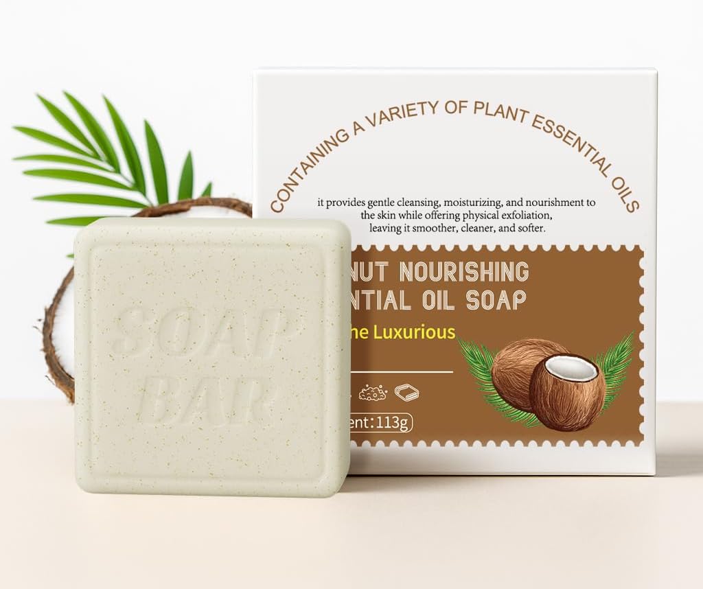 Botanical Natural Soaps,Womens Nourishing Essential Oil Soap Bar,3.98oz,Moisturising Handmade Soap for Face & Body,Coconut Halalzen