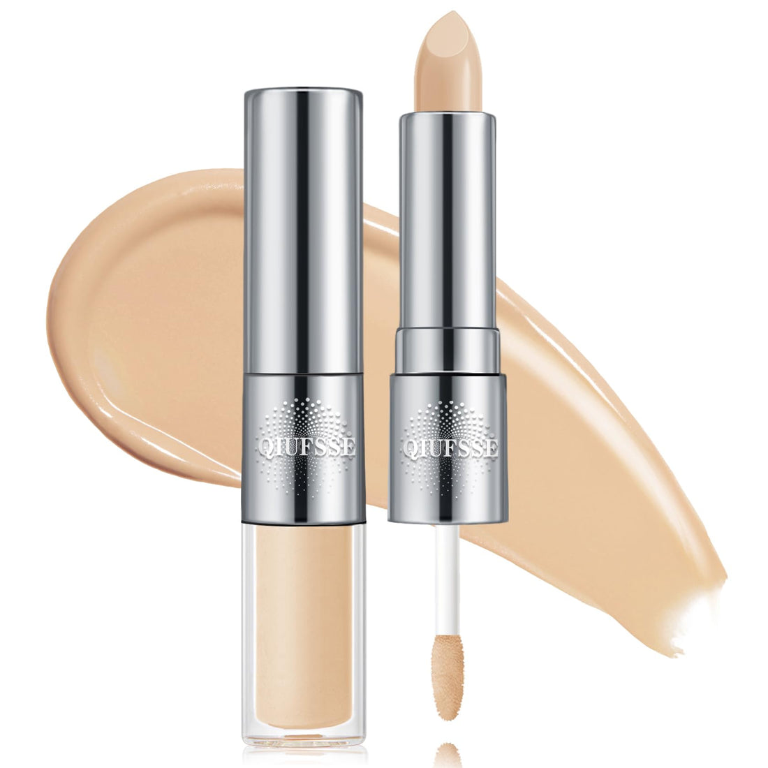 Under Eye Corrector for Dark Circles and Wrinkles,Double-ended Cream Concealer Stick & Liquid Concealer for Older Women,Hydrating,Long-lasting Wear,Concealers & Neutralizing Makeup（02 Beige） Halalzen