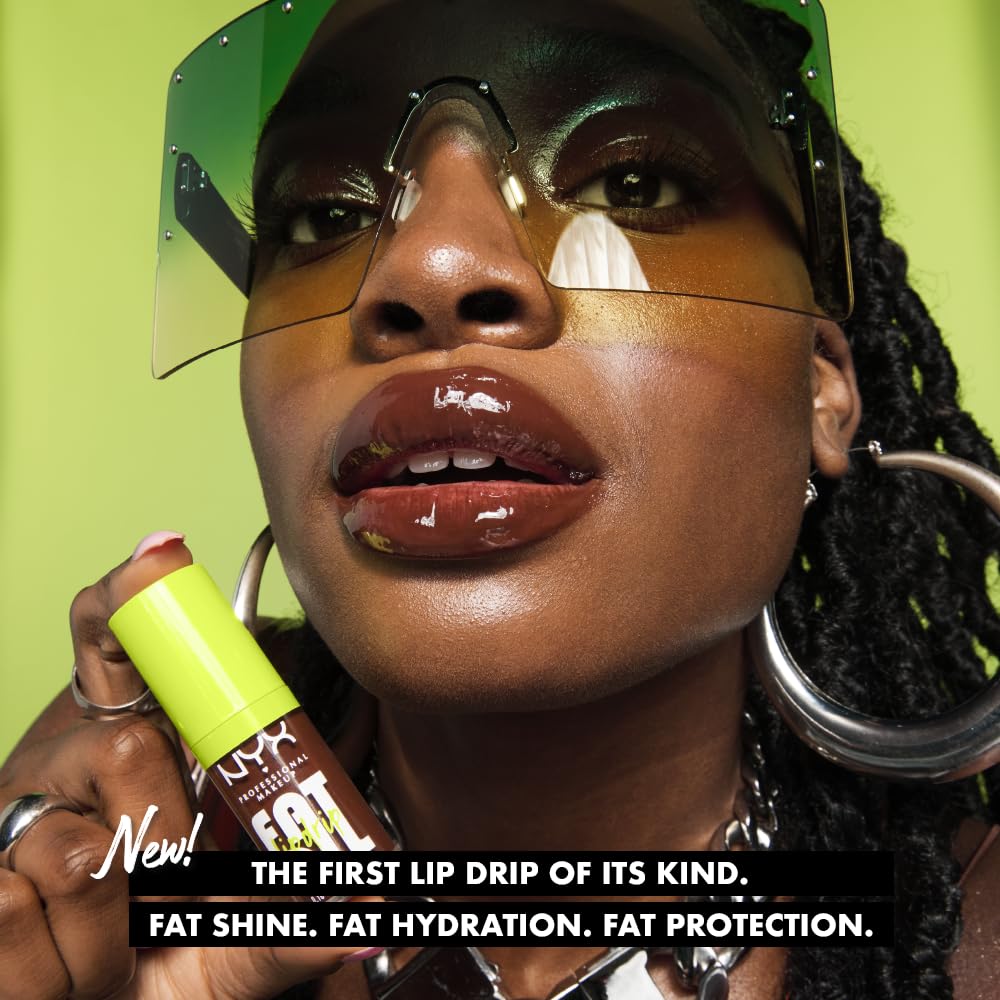NYX Professional Makeup Lip Oil, Fat Oil Lip Drip, High Shine Tinted Gloss, 12hr Hydrating Lip Treatment with Squalane, Non-Sticky, Vegan, Shade: Splash Of Cream