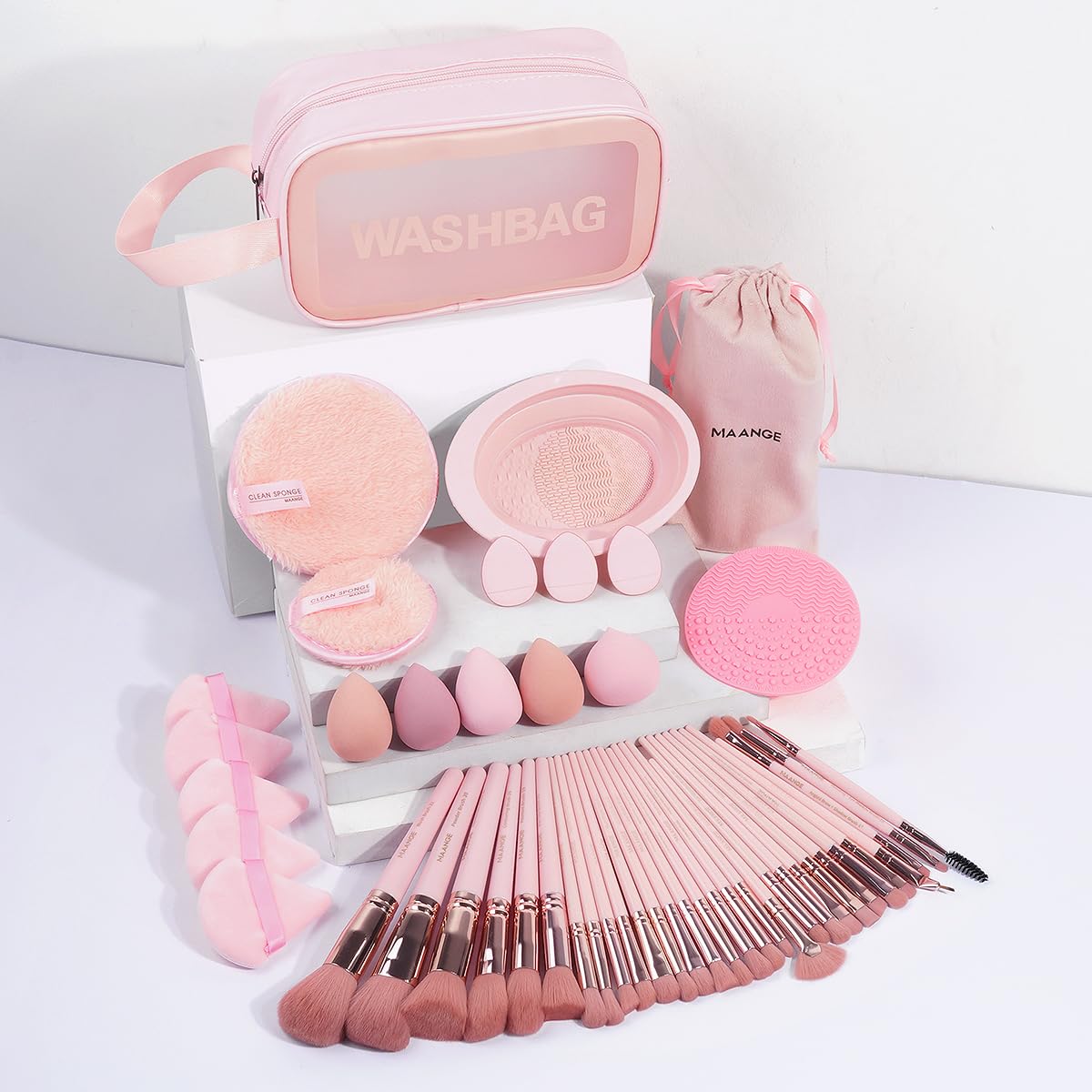 MAANGE Makeup Brush Set 49 Pcs Makeup Tool Set Premium Synthetic Foundation Powder Concealers Eye shadows Blush Makeup Brushes (Black, 49 Piece Set) Halalzen