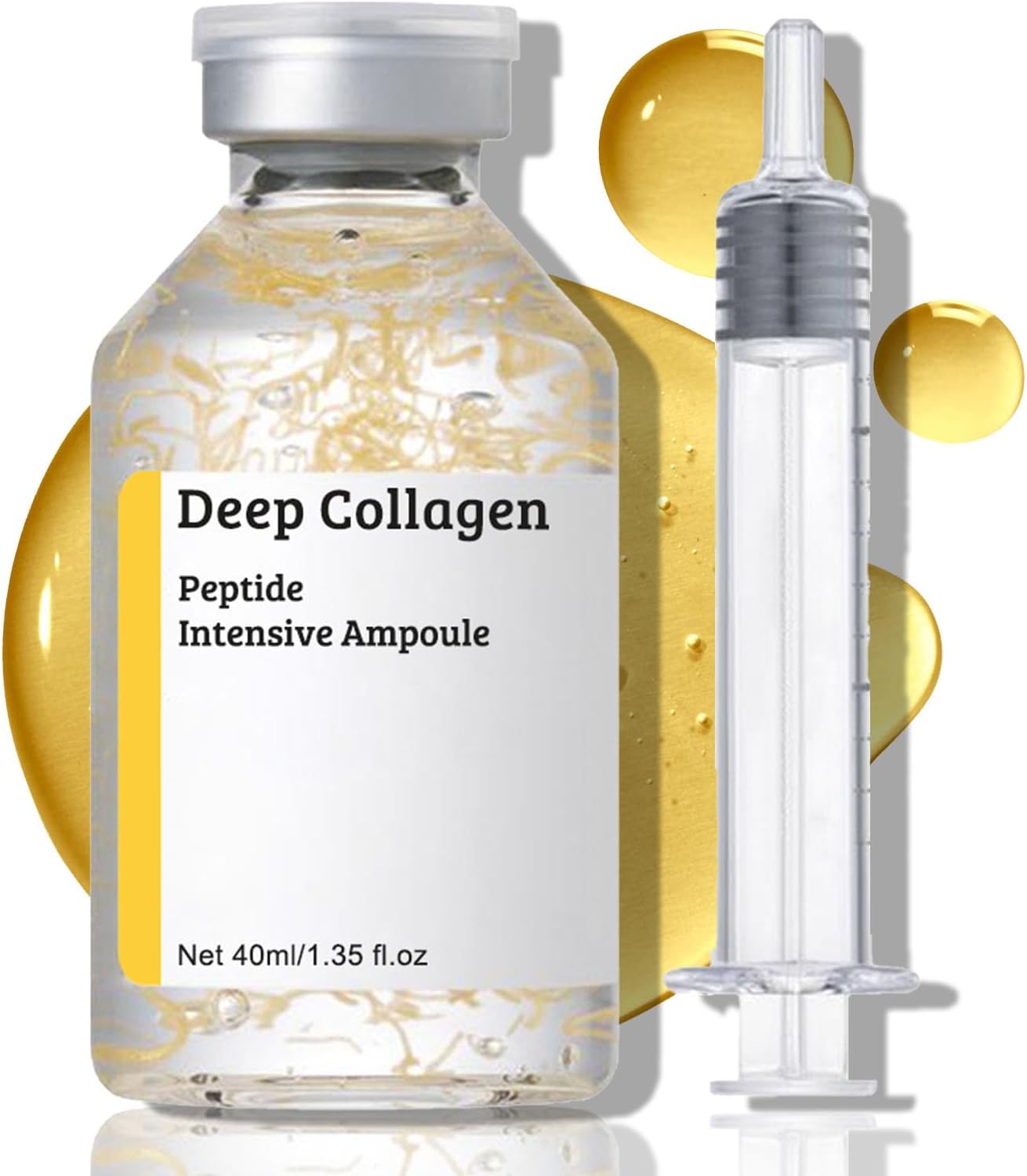 Silk Peptide Intensive Lifting Ampoule, Deep Collagen Peptide Intensive Ampoule, Korean Skincare Anti Aging Serum for Women, Instant Fine Lines Smoothing, Hydrating, Skin Tightening & Firming - 40ML