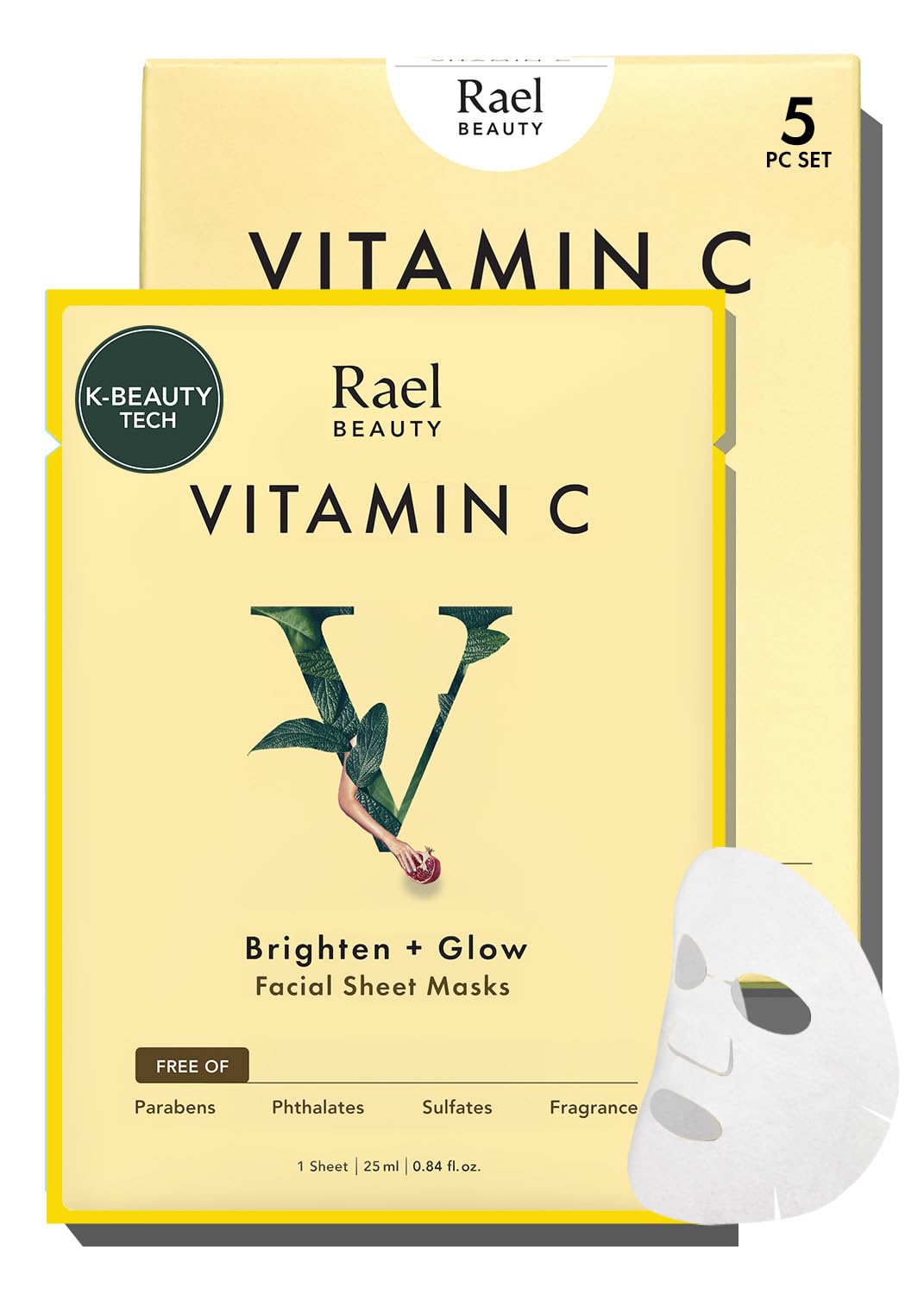 Rael Beauty Collagen + PDRN Face Masks - Korean Skincare for Glass Skin, Smoothing, Salmon PDRN & Hydrolyzed Collagen & Hyaluronic Acid, Anti-Slip Grip, Fragrance & PEGs & Cruelty Free (4 Sheets)