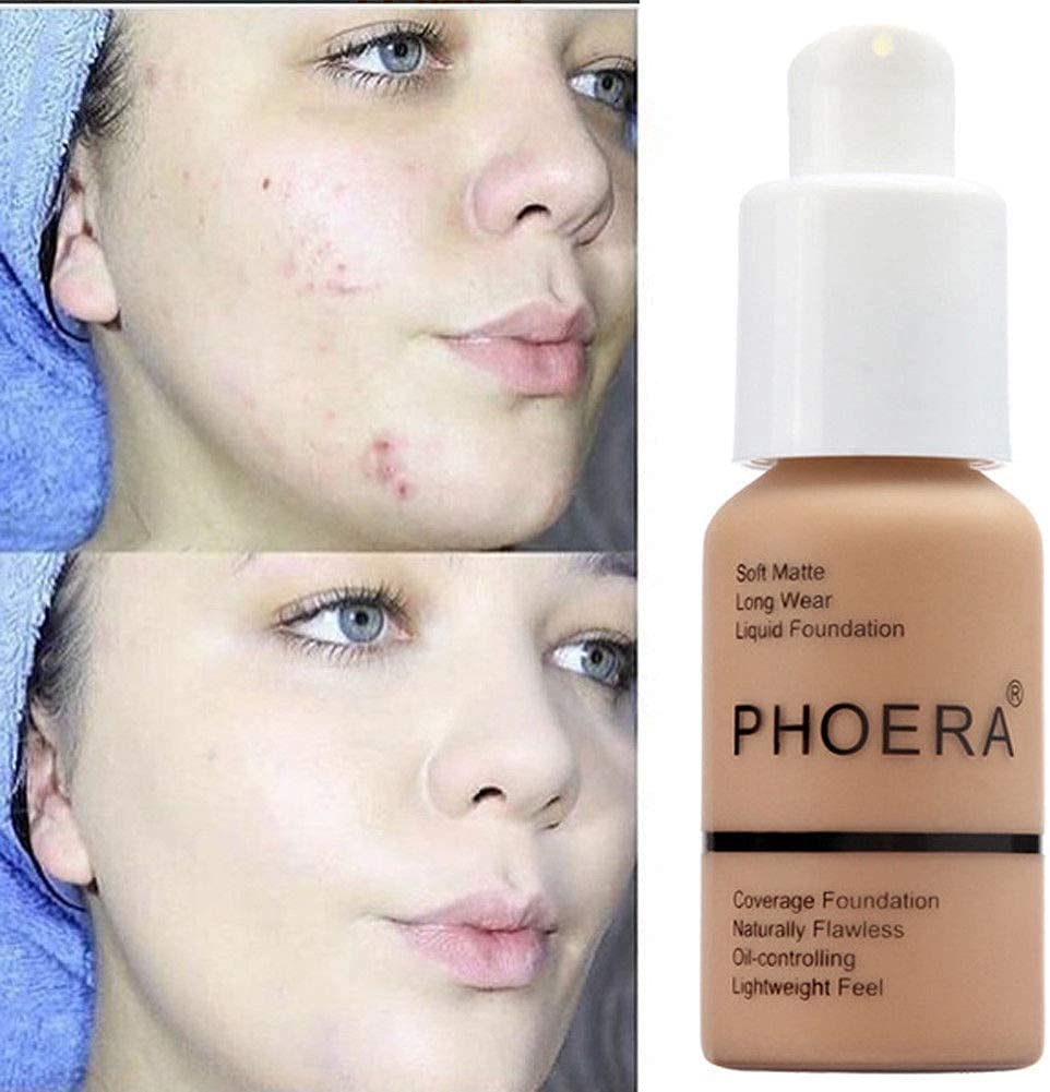 Aquapurity Phoera® Full Coverage Foundation Soft Matte Oil Control Concealer 30ml Long Lasting Flawless Cream Smooth (102 NUDE) Halalzen
