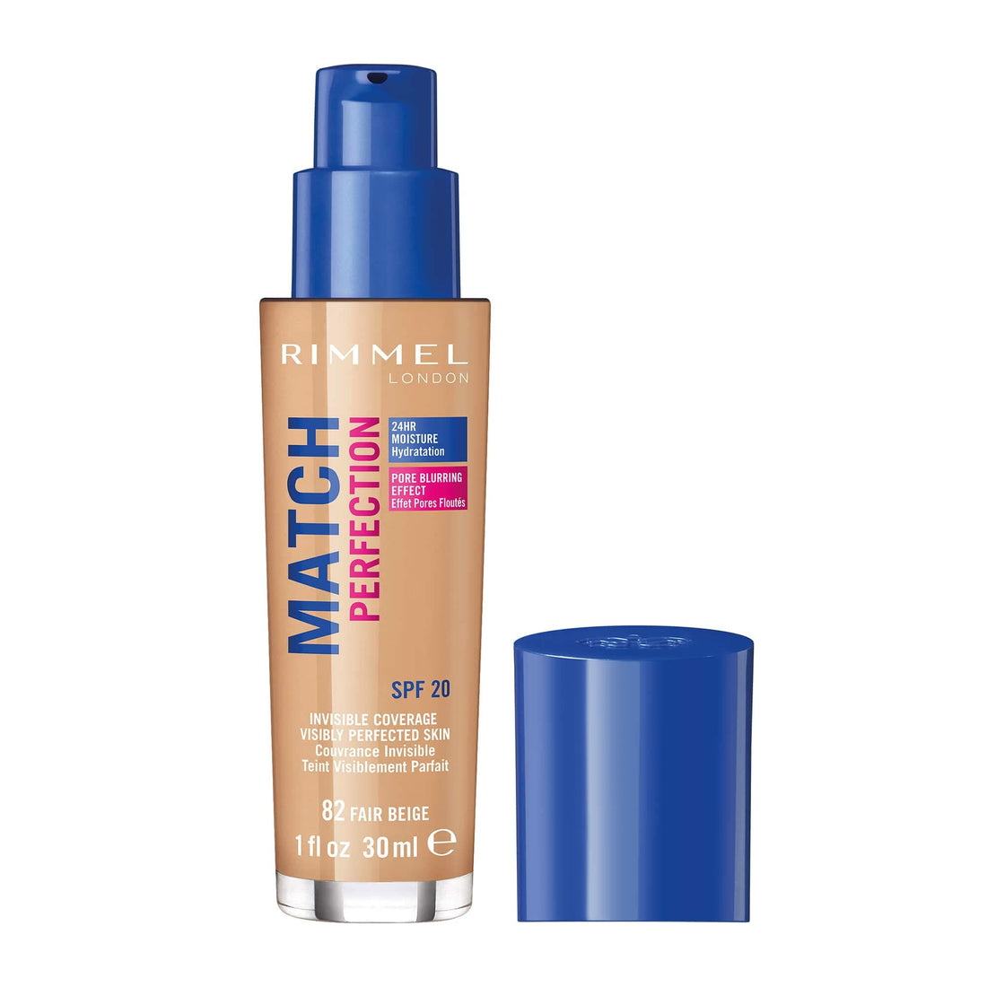 Rimmel Match Perfection Foundation 082 Fair Beige, Medium Coverage, 24hr Hydration, No Caking or Creasing, Lightweight, Reduces Imperfections, Invisible Coverage, SPF20, Cruelty Free Halalzen