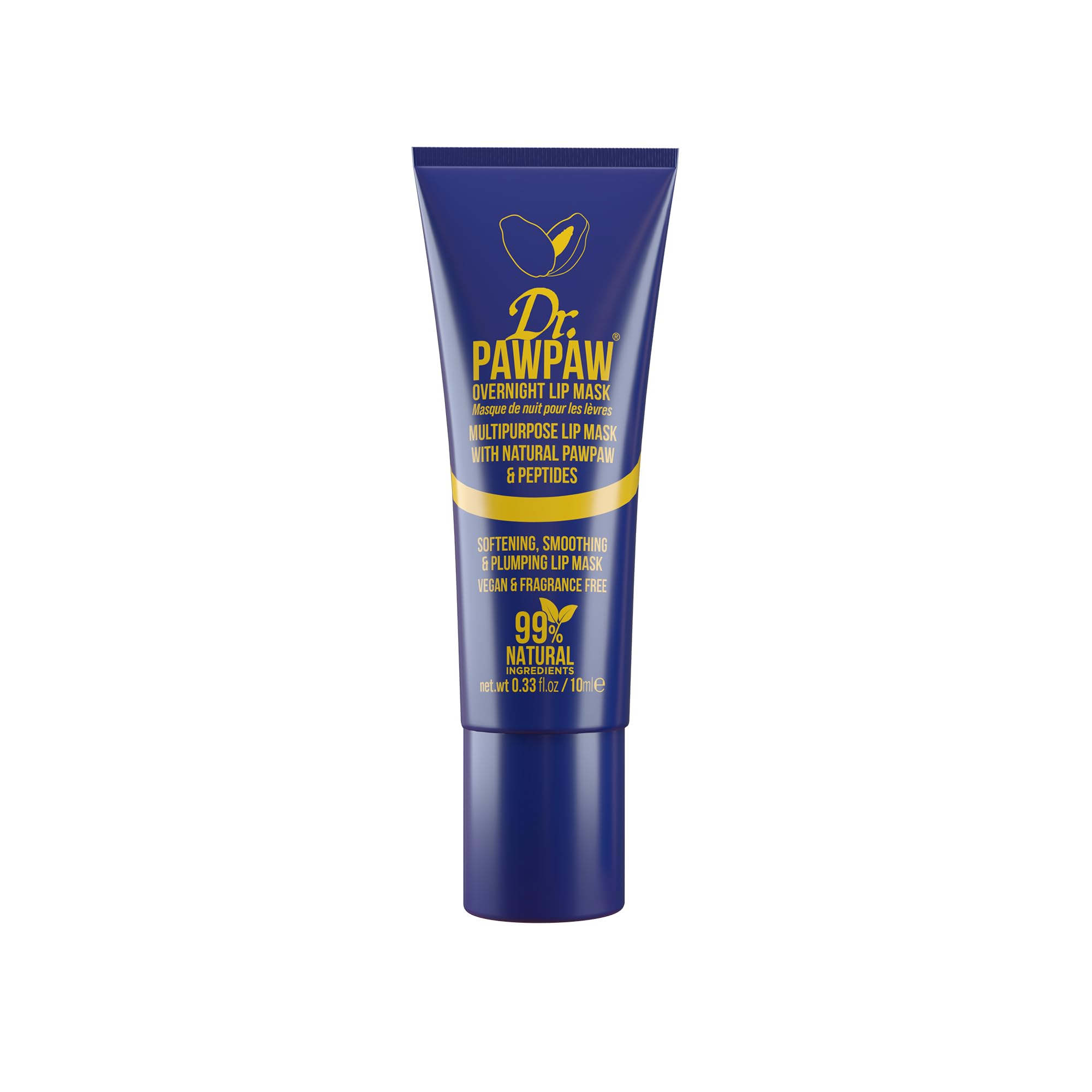 Dr.PAWPAW Overnight Lip Mask 10ml, Natural Hydrating Lip Treatment with Pawpaw Aloe Vera Olive Oil and Peptides, Vegan Balm to Smooth and Plump Lips Overnight Halalzen