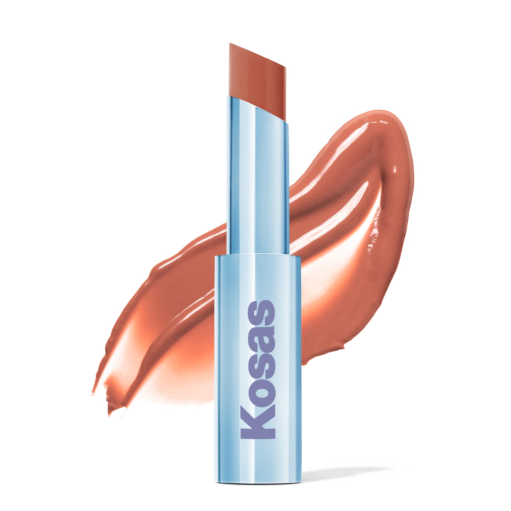 Kosas Wet Stick Moisturizing Shiny Sheer Lipstick with Ceramides, Hyaluronic acid, Peptides and Mango Butter - Soothes, Softens, and Moisturizes Lips – Heatwave