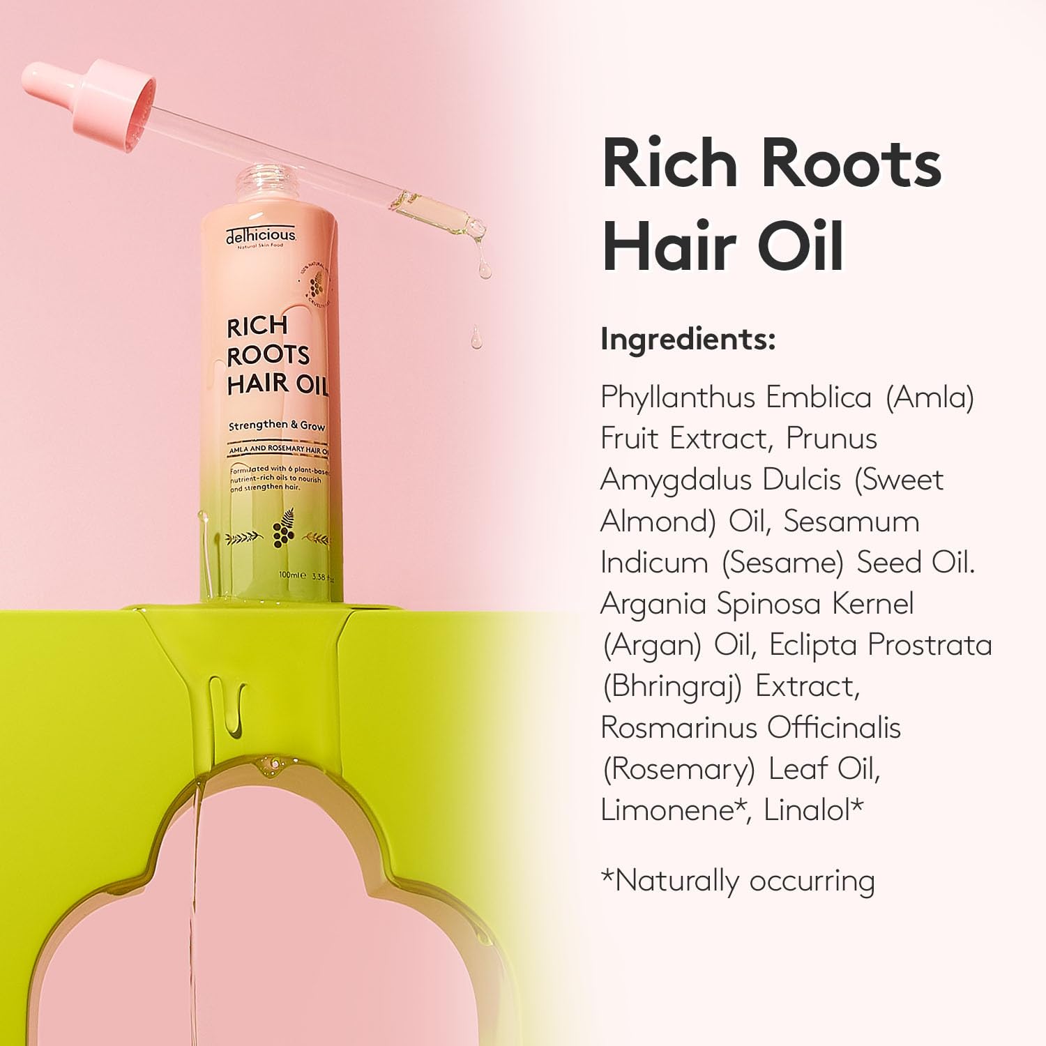 Delhicious Amla Hair Oil & Rosemary Oil Conditioner for Hair Growth - Rich Roots Vegan Conditioner for Thinning Hair, Damaged Hair, Dry Scalp - Shea Butter & Argan Oil - Ayurveda, Sulphate Free, 250ml