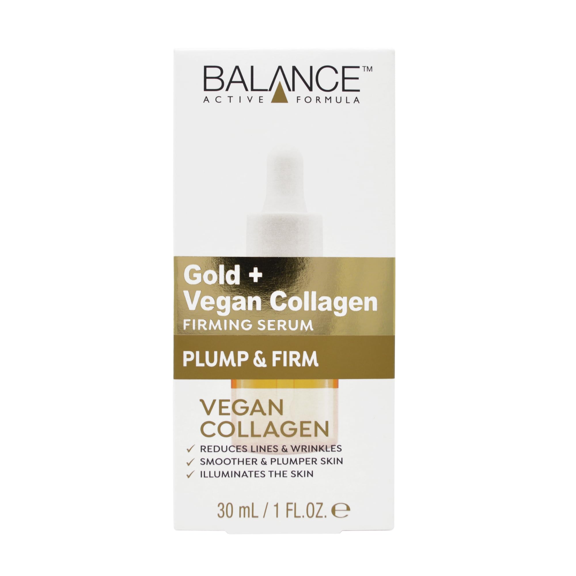 Balance Active Formula Gold + Vegan Collagen Firming Serum - Luxurious Glow with Gold, Youthful Skin Tightening, Lightweight & Non-Greasy, Proven Results - 30ml Halalzen
