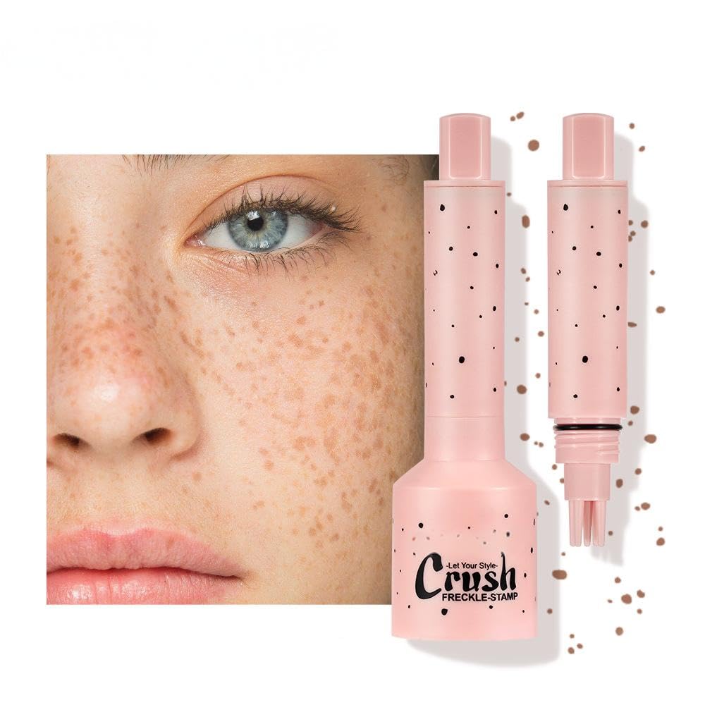 Freckle Pen & Liquid Micro-Powder Freckle Stamp - Realistic Natural Freckles Makeup Tool with Special Sponge, Waterproof & Long-Lasting for All Skin Tones,#MEDIUM Halalzen