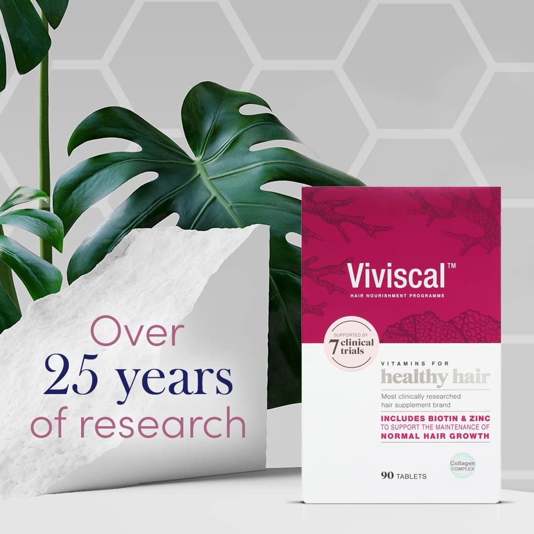Viviscal Hair Growth Supplement for Women, 60 Tablets, with Biotin, Zinc & Marine Protein Complex AminoMar C, Supports Healthy Hair Growth, 1 month supply