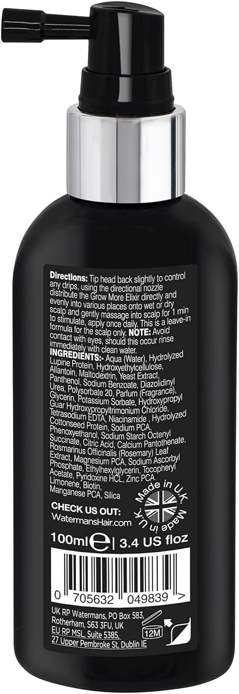 Grow More® Elixir – Leave In Hair Growth Serum for Thicker-Looking Hair & Improved Scalp Condition with Biotin, Caffeine, Rosemary & More – Sulfate-Free Hair Oil for Women & Men, 100mL