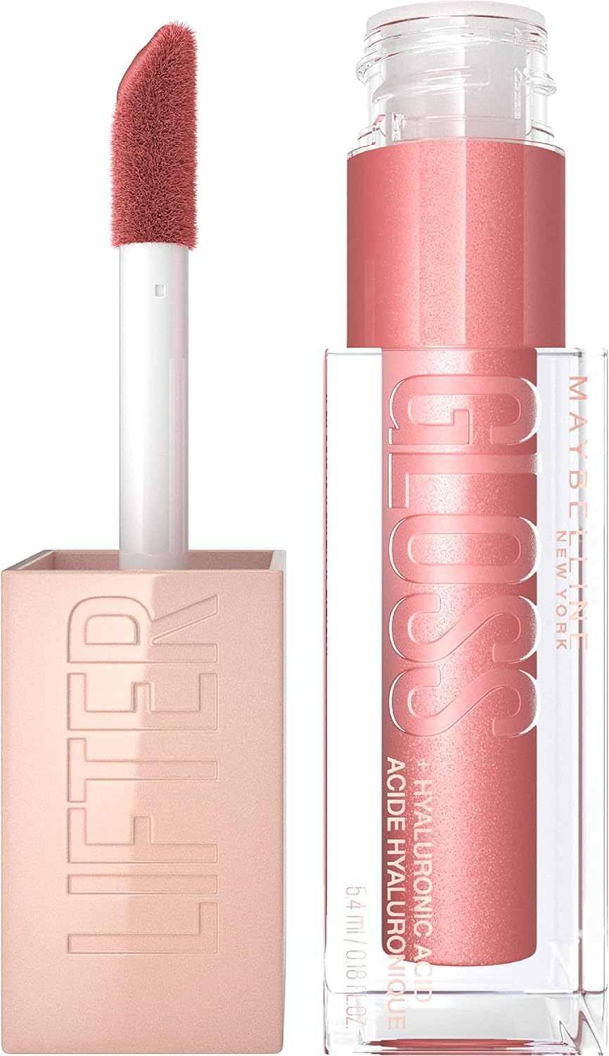 Maybelline Lifter Gloss, Hydrating Lip Gloss with Hyaluronic Acid, 002 Ice (Light Pink), Creates Fuller-Looking, Shiny, Moisturised and Plumped Lips. Non-sticky Halalzen