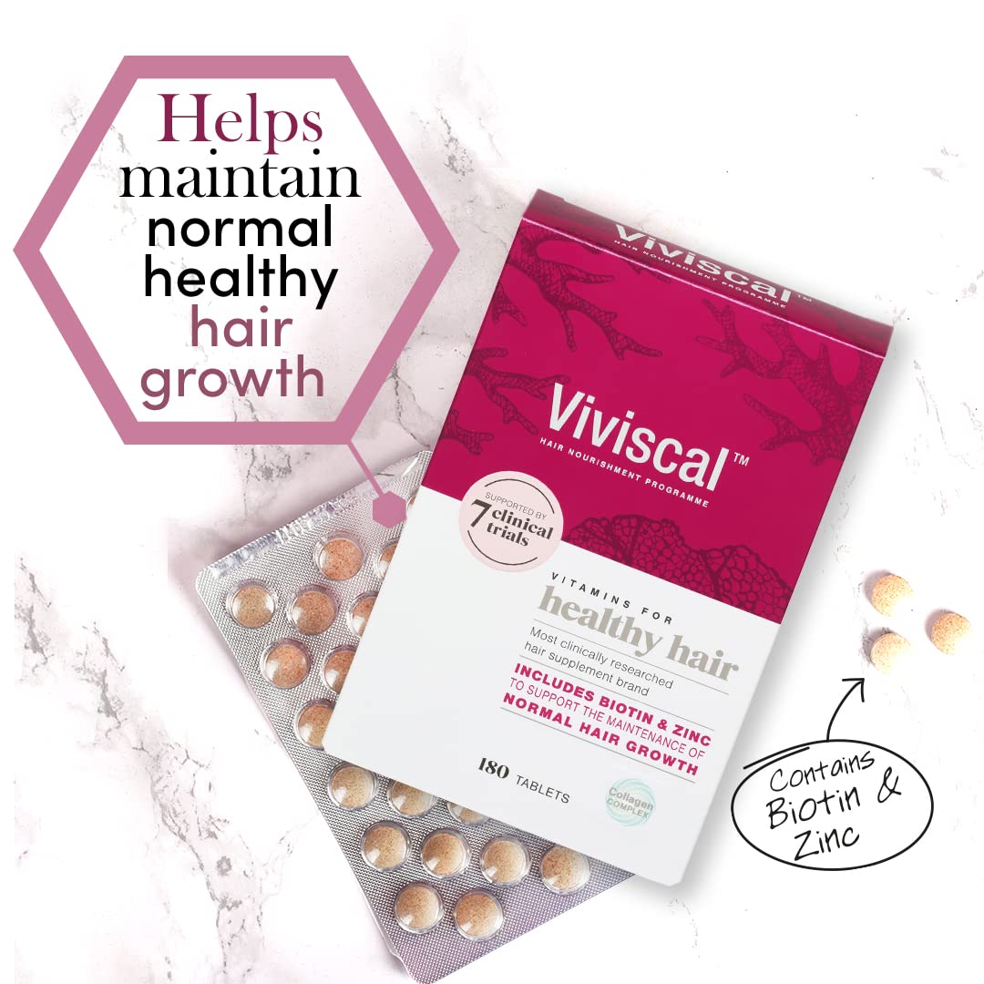 Viviscal Hair Growth Supplement for Women, 60 Tablets, with Biotin, Zinc & Marine Protein Complex AminoMar C, Supports Healthy Hair Growth, 1 month supply